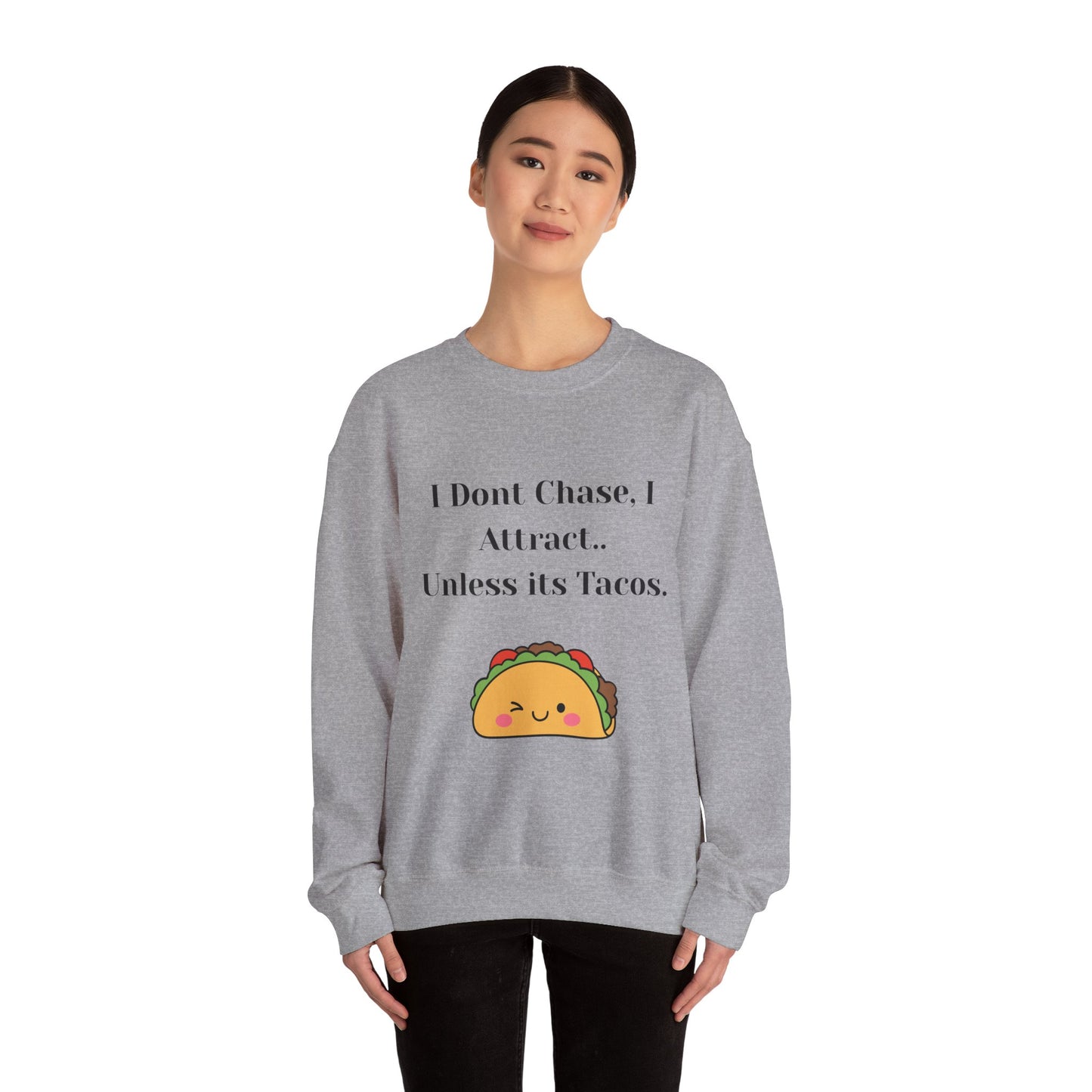 Taco-Themed Funny Crewneck Sweatshirt, Comfy Sweatshirt for Taco Lovers, Unisex Gift for Foodies, Casual Wear, Taco Gift