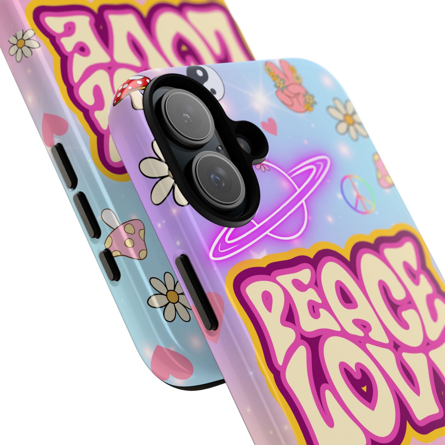 Peace and Love Phone Case, Retro Vibe Tough Case, Gift for Friends, Boho Aesthetic, Spring Celebration, Trendy Accessory