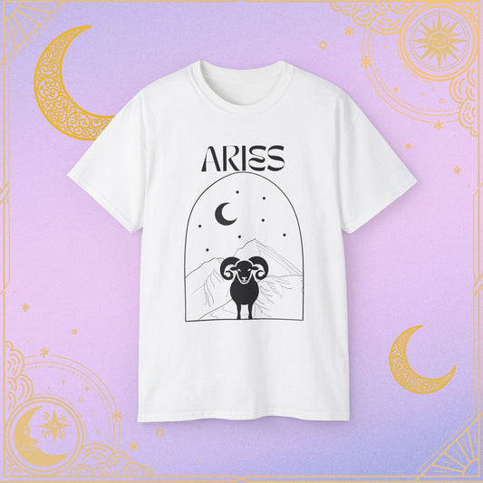 Astrology Aries Tee, Unisex Cotton Shirt, Zodiac Graphic T-Shirt, Birthday Gift, Horoscope Apparel, Astrology Fashion