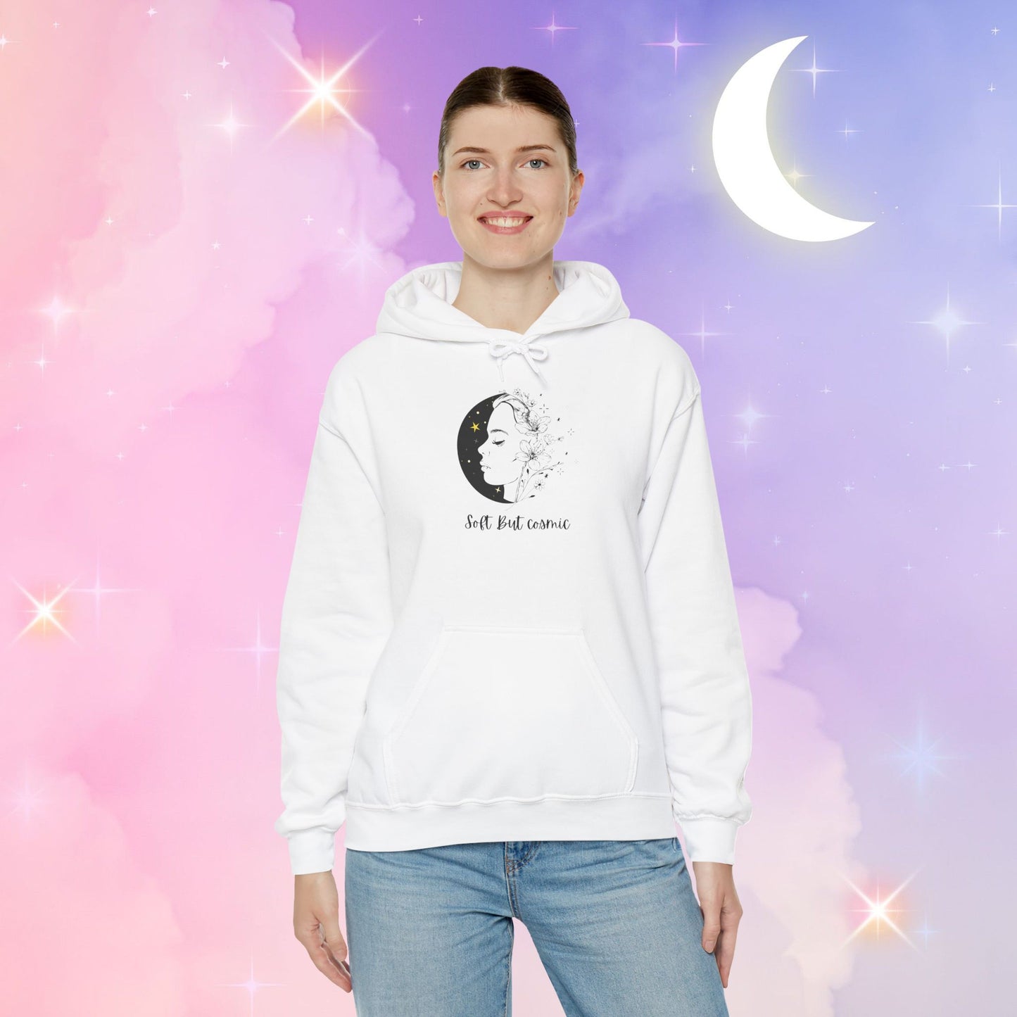 Moonlit Inspiration Unisex Heavy Blend Hoodie, Cozy Sweatshirt for Self-Care, Gift for Her, Custom Quote Apparel, Winter Fashion