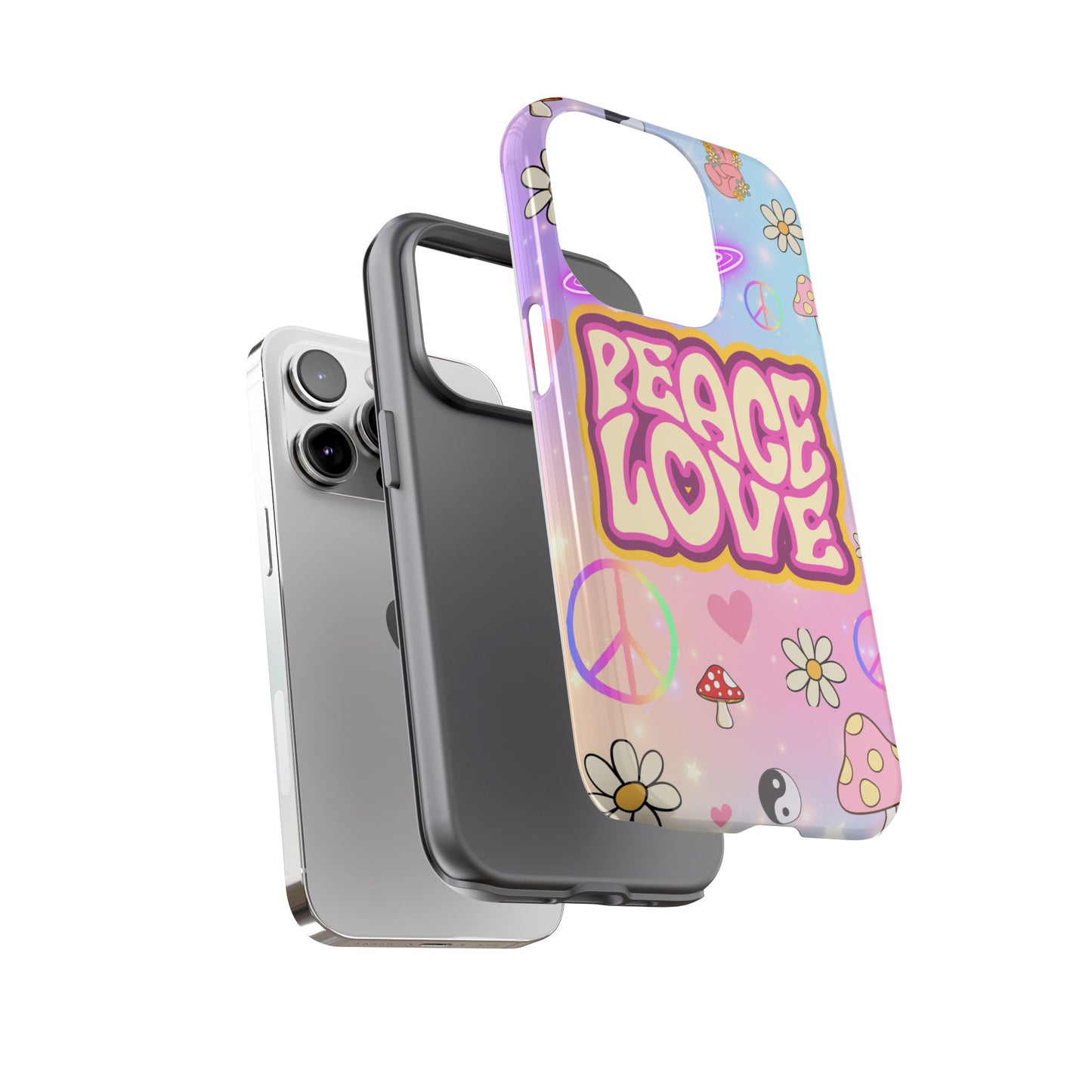 Peace and Love Phone Case, Retro Vibe Tough Case, Gift for Friends, Boho Aesthetic, Spring Celebration, Trendy Accessory