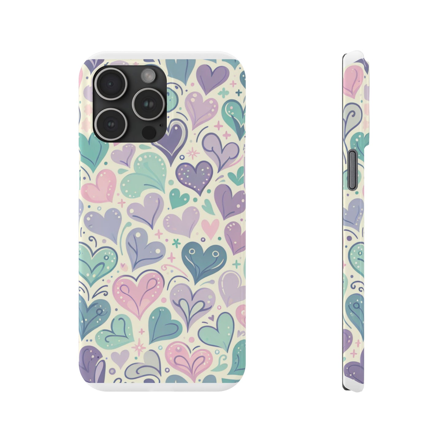 Whimsical Heart Slim Phone Case - Cute Coaster, Valentine's Gift, Gift for Her, Love-themed Case, Colorful Phone Accessory