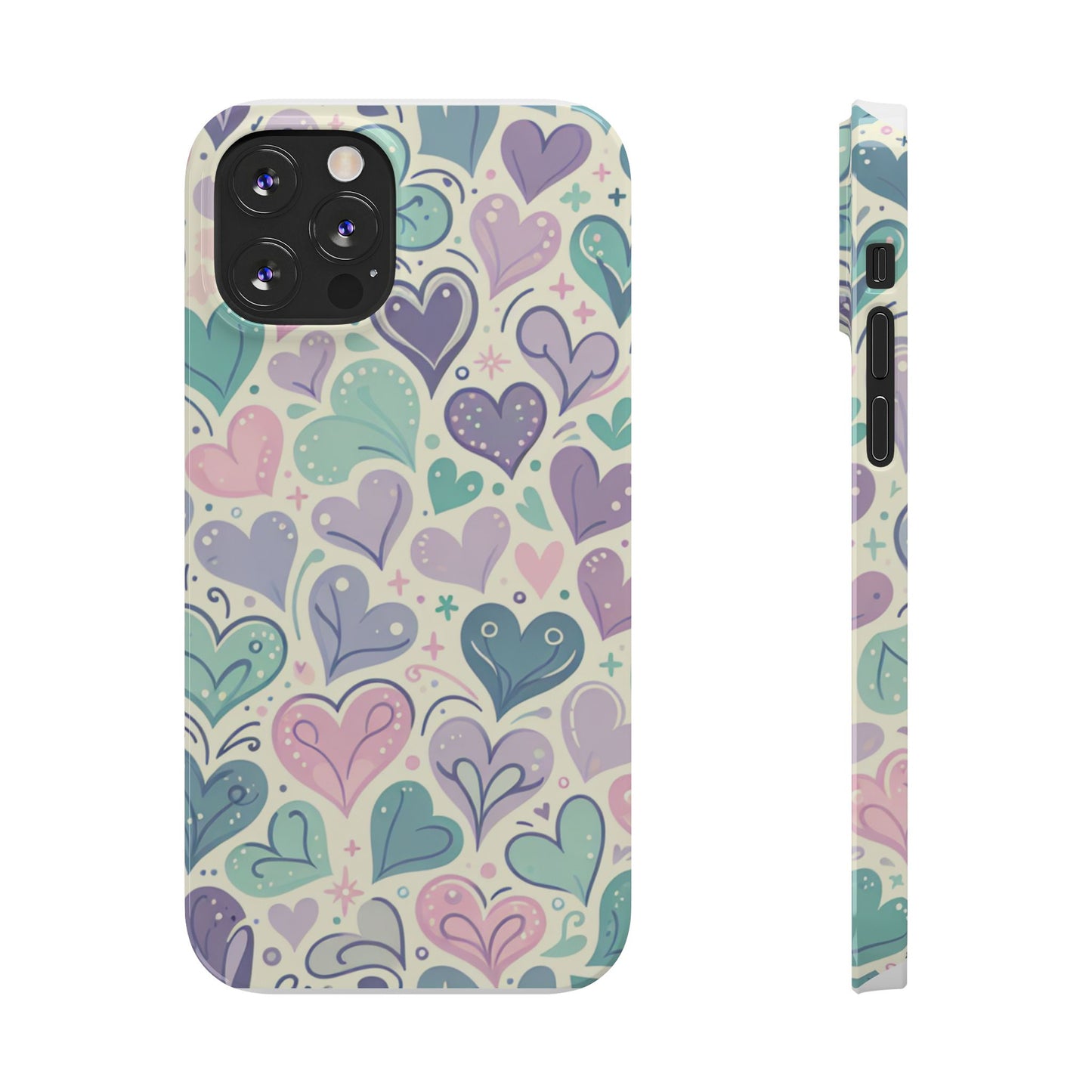Whimsical Heart Slim Phone Case - Cute Coaster, Valentine's Gift, Gift for Her, Love-themed Case, Colorful Phone Accessory