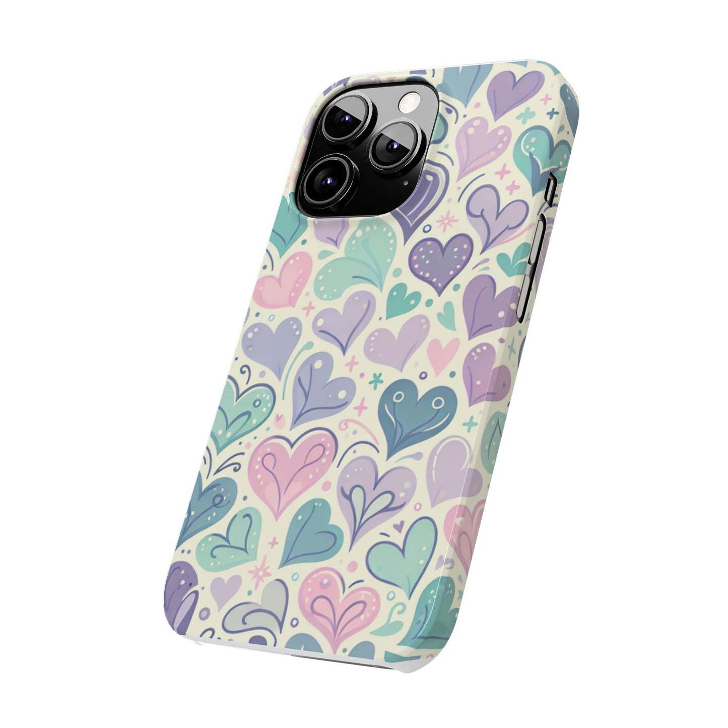 Whimsical Heart Slim Phone Case - Cute Coaster, Valentine's Gift, Gift for Her, Love-themed Case, Colorful Phone Accessory