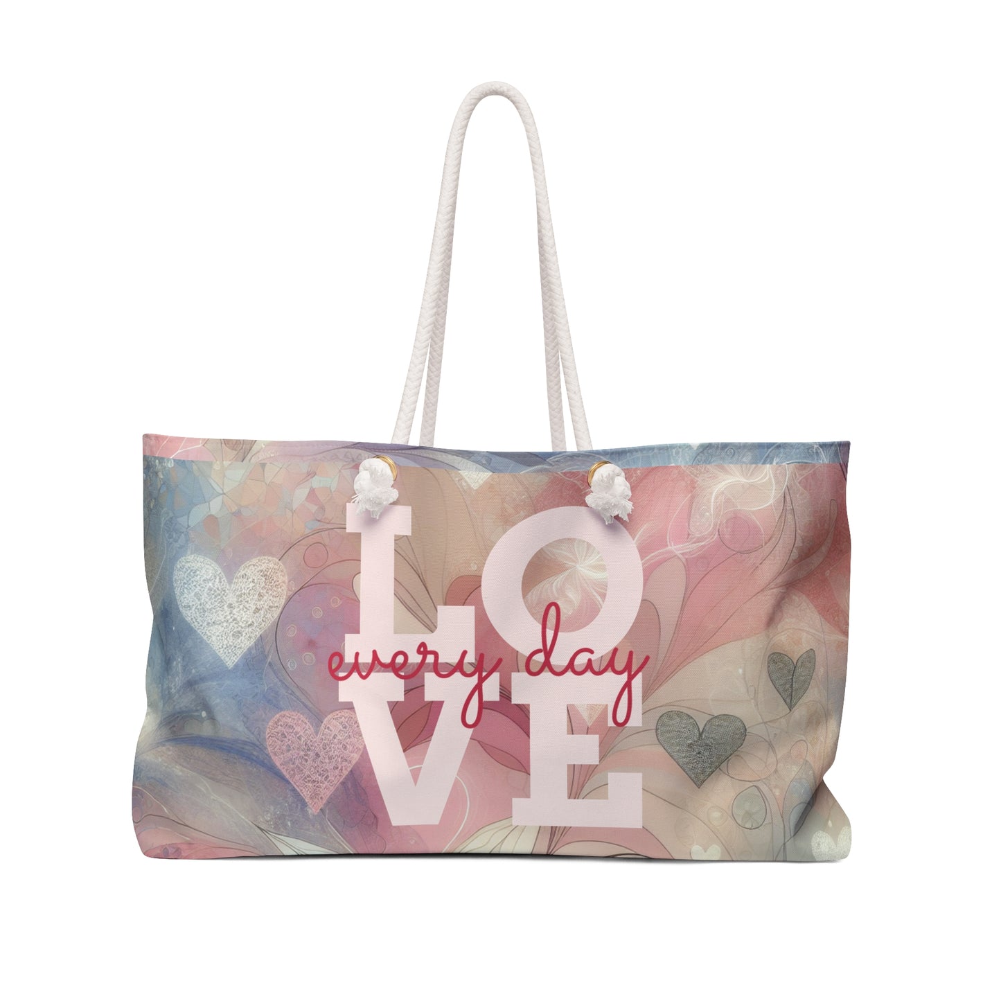 Romantic Heart-Patterned Weekender Bag, Stylish Travel Tote for Weekend Getaways, Beach, Gym, or Everyday Use