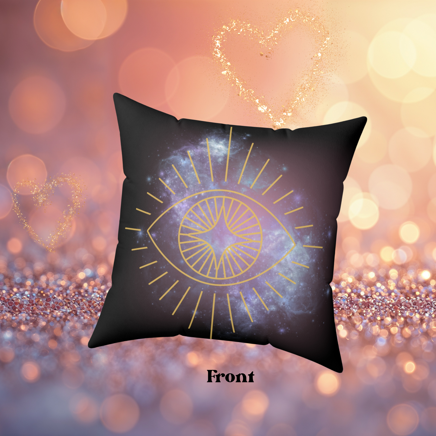 Galactic Eye and Moon Decorative Pillow | Cosmic Home Decor, Celestial Accent Cushion, Bedroom Art, Astrology Gift, Spiritual Pillow