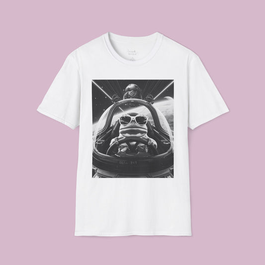 Space Frog Rocket Tee — 'Leaving Earth' Alien Frog Spaceship T-Shirt