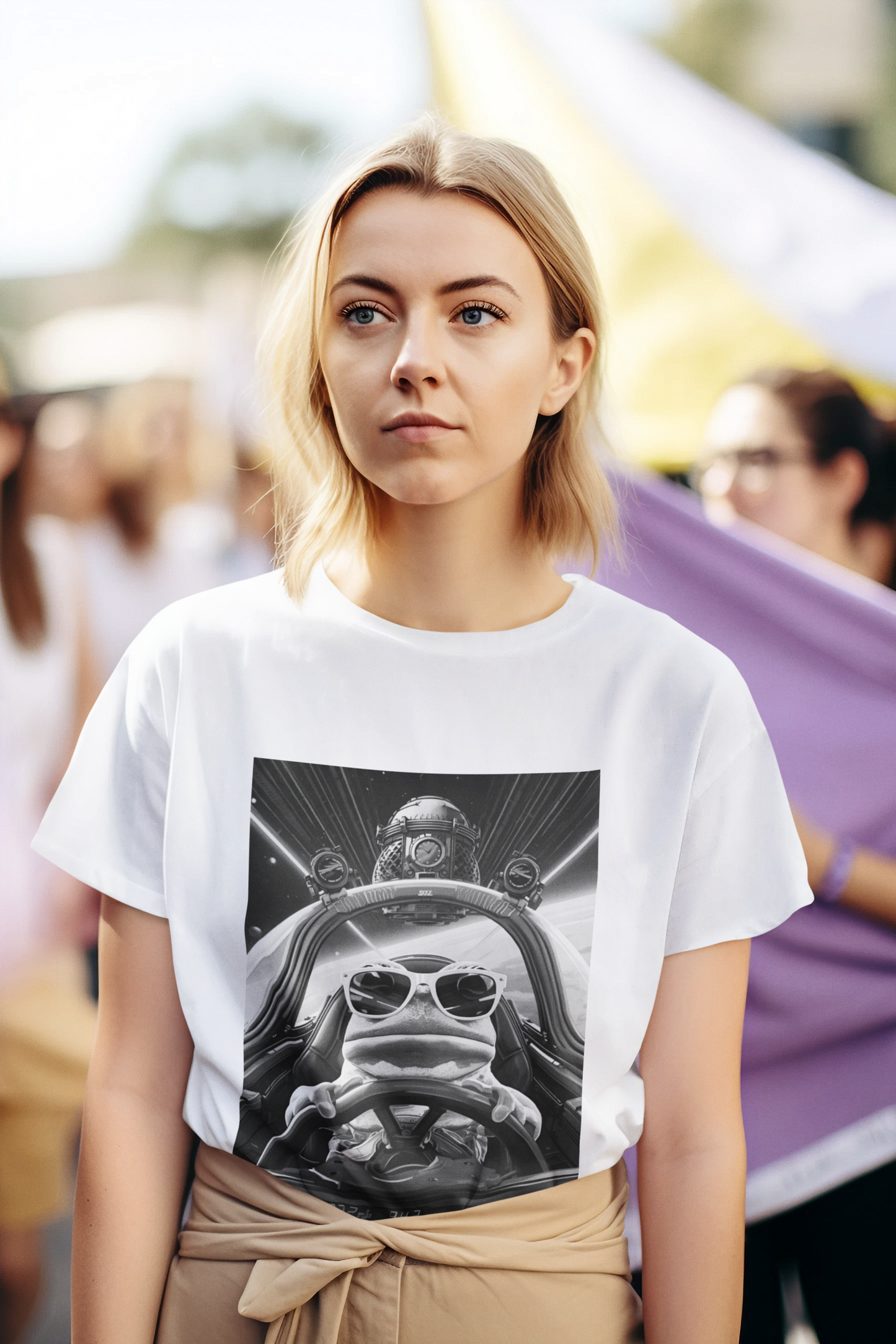 Space Frog Rocket Tee — 'Leaving Earth' Alien Frog Spaceship T-Shirt