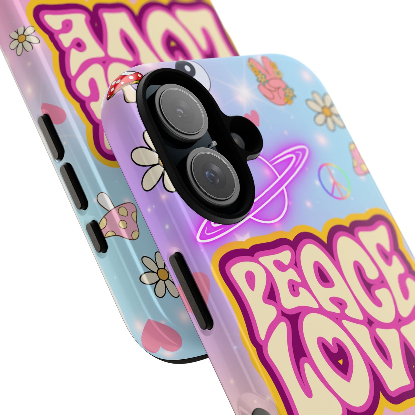 Peace and Love Phone Case, Retro Vibe Tough Case, Gift for Friends, Boho Aesthetic, Spring Celebration, Trendy Accessory