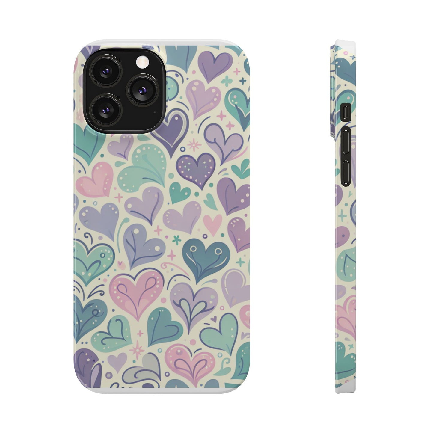 Whimsical Heart Slim Phone Case - Cute Coaster, Valentine's Gift, Gift for Her, Love-themed Case, Colorful Phone Accessory