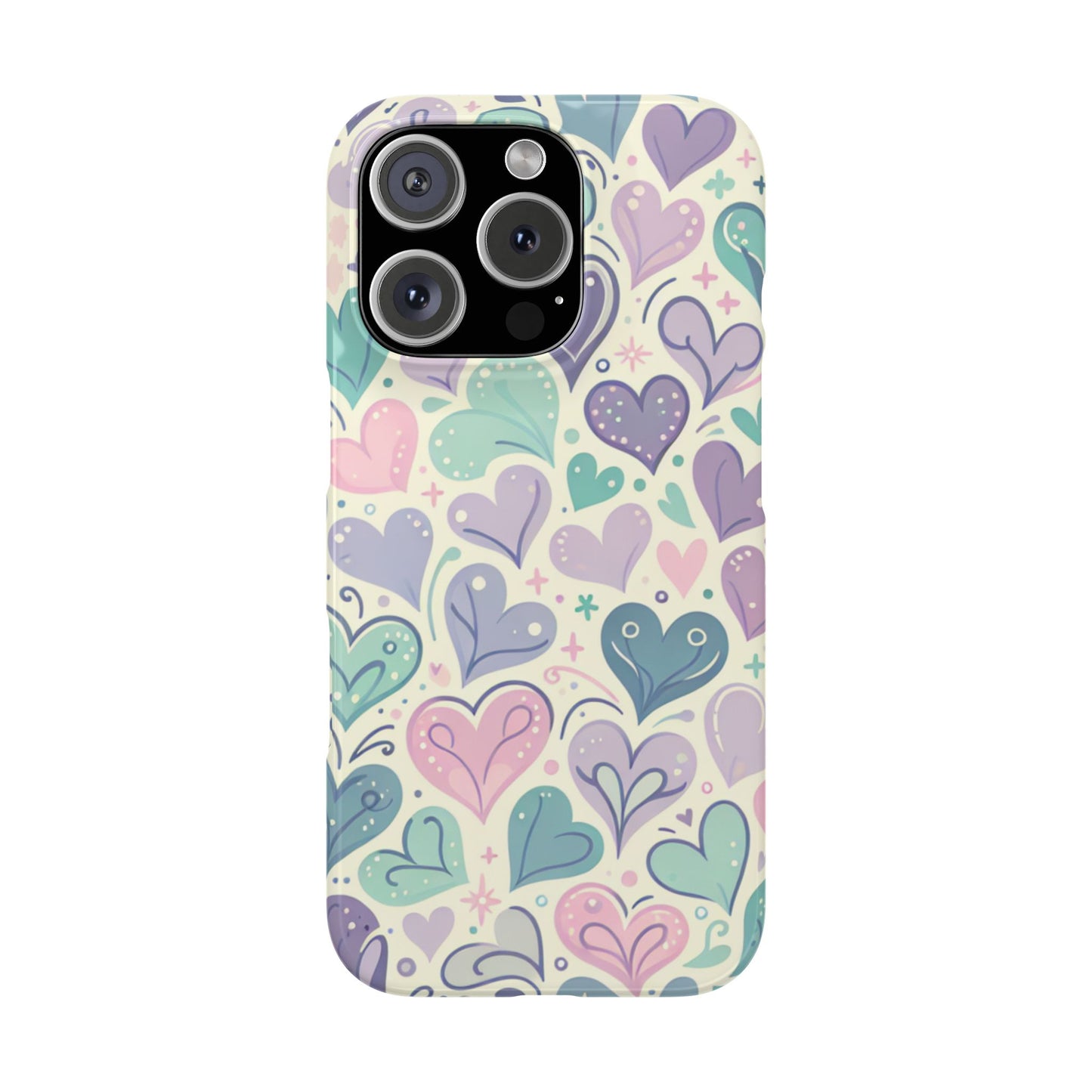 Whimsical Heart Slim Phone Case - Cute Coaster, Valentine's Gift, Gift for Her, Love-themed Case, Colorful Phone Accessory