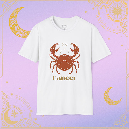 Cancer Zodiac Unisex Softstyle T-Shirt, Astrology Shirt, Horoscope Tee, Gift for Astrology Lovers, Birthday Gift, Zodiac Sign Apparel