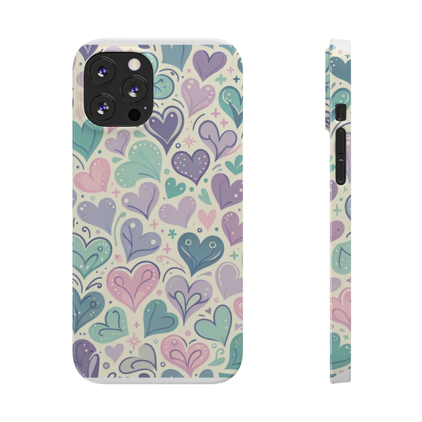 Whimsical Heart Slim Phone Case - Cute Coaster, Valentine's Gift, Gift for Her, Love-themed Case, Colorful Phone Accessory