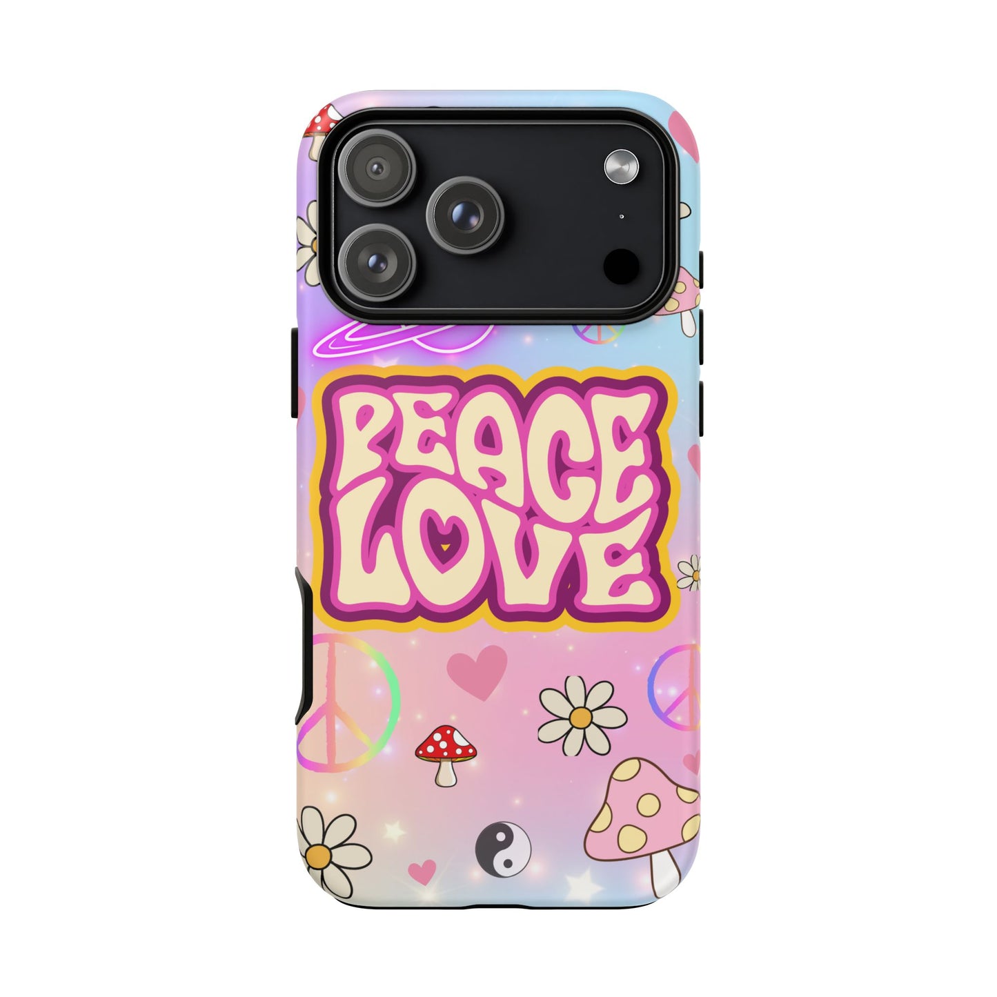 Peace and Love Phone Case, Retro Vibe Tough Case, Gift for Friends, Boho Aesthetic, Spring Celebration, Trendy Accessory