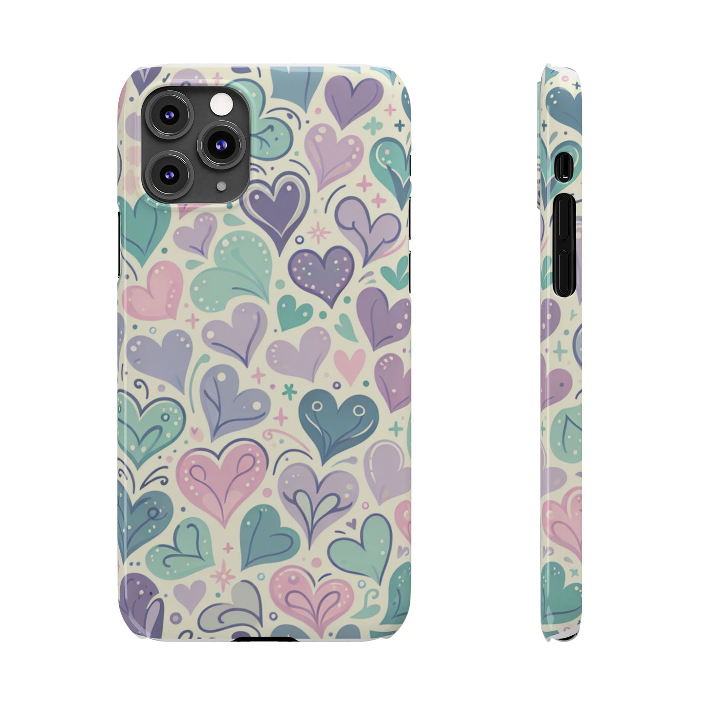 Whimsical Heart Slim Phone Case - Cute Coaster, Valentine's Gift, Gift for Her, Love-themed Case, Colorful Phone Accessory
