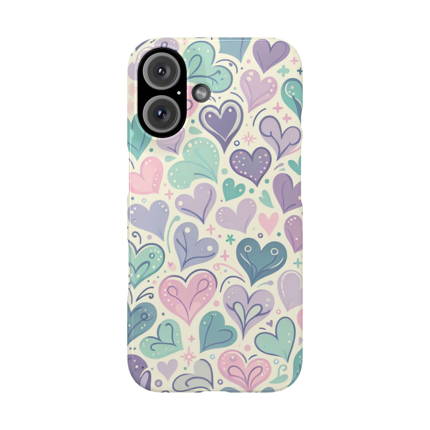 Whimsical Heart Slim Phone Case - Cute Coaster, Valentine's Gift, Gift for Her, Love-themed Case, Colorful Phone Accessory
