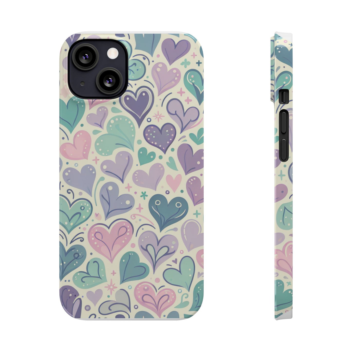 Whimsical Heart Slim Phone Case - Cute Coaster, Valentine's Gift, Gift for Her, Love-themed Case, Colorful Phone Accessory