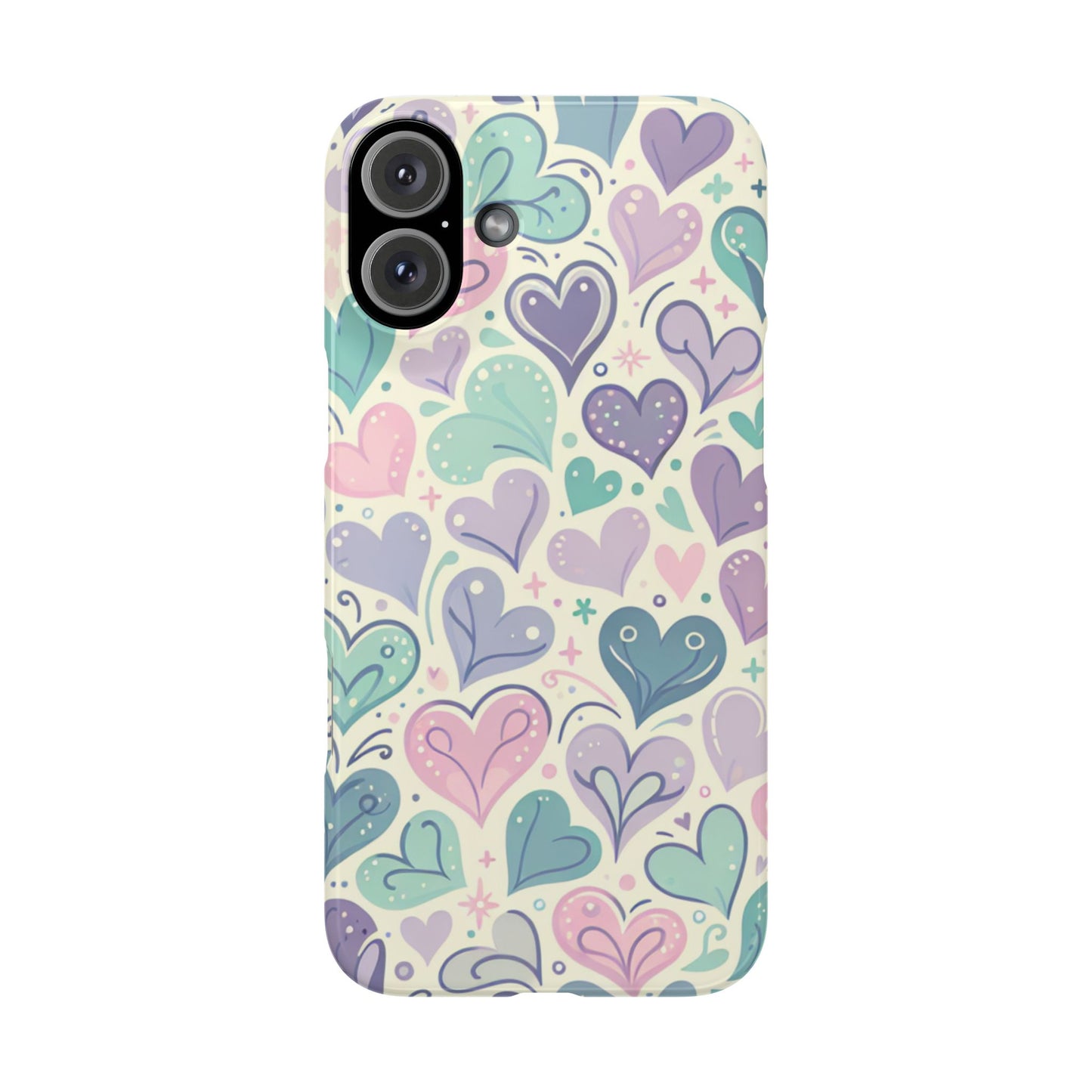 Whimsical Heart Slim Phone Case - Cute Coaster, Valentine's Gift, Gift for Her, Love-themed Case, Colorful Phone Accessory