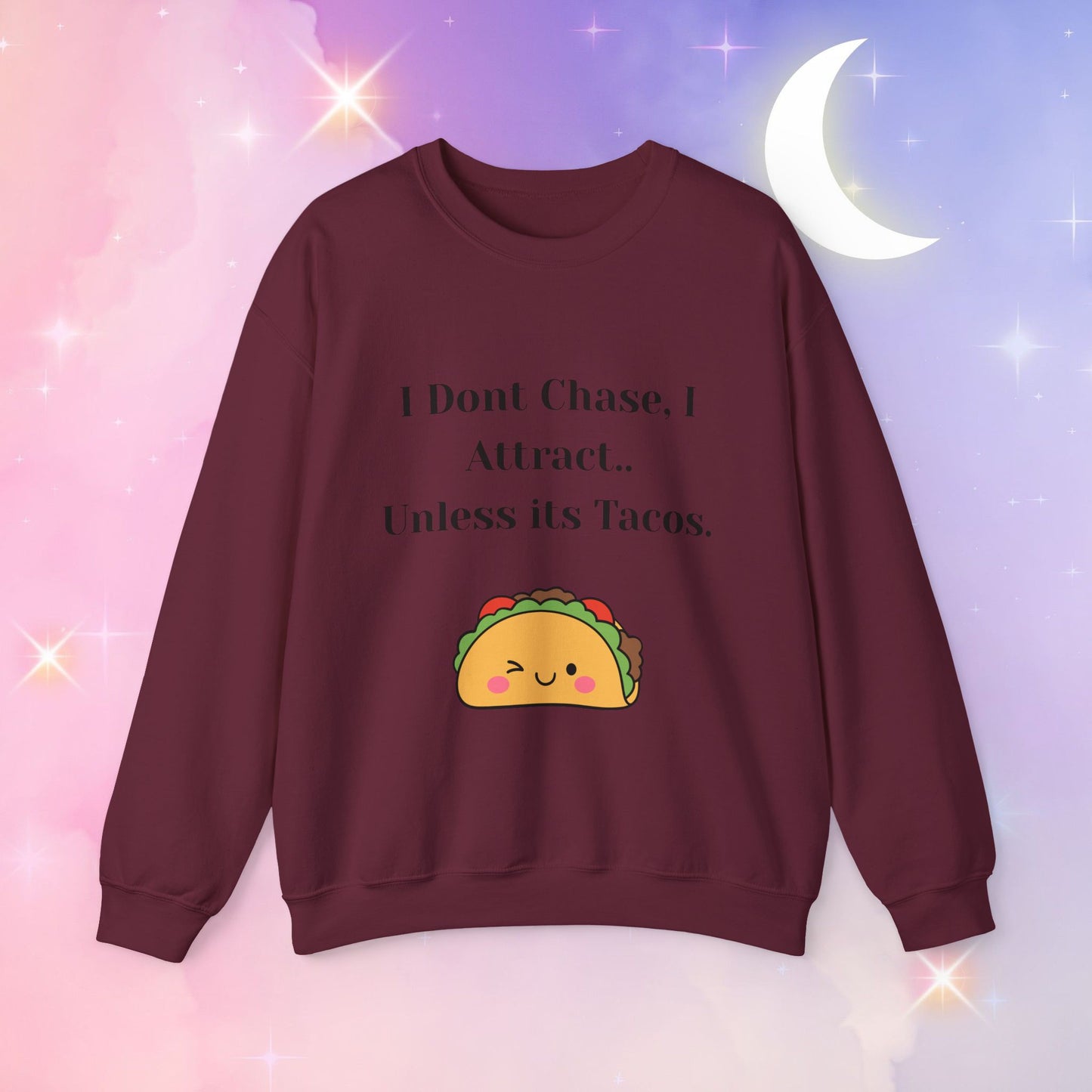 Taco-Themed Funny Crewneck Sweatshirt, Comfy Sweatshirt for Taco Lovers, Unisex Gift for Foodies, Casual Wear, Taco Gift