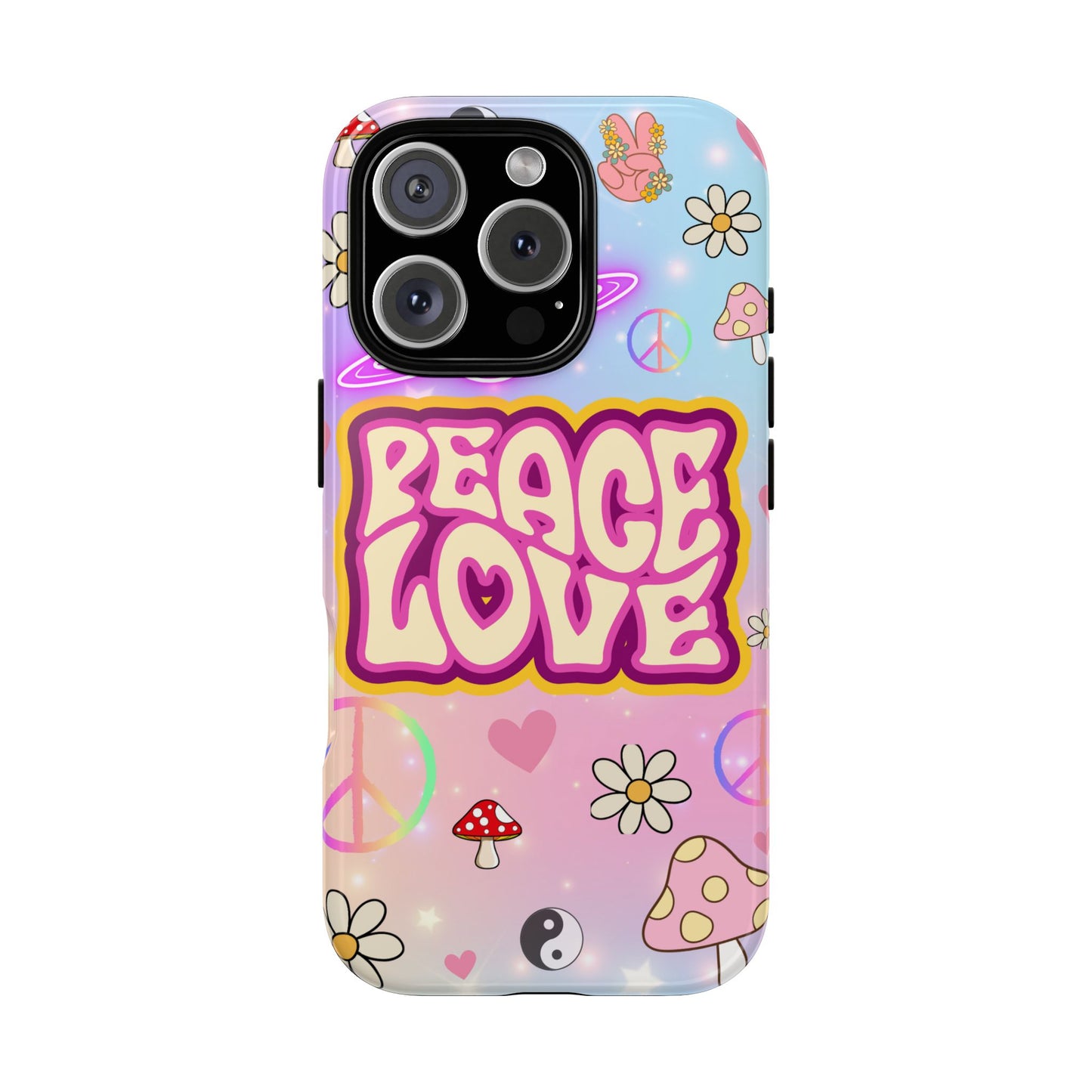 Peace and Love Phone Case, Retro Vibe Tough Case, Gift for Friends, Boho Aesthetic, Spring Celebration, Trendy Accessory