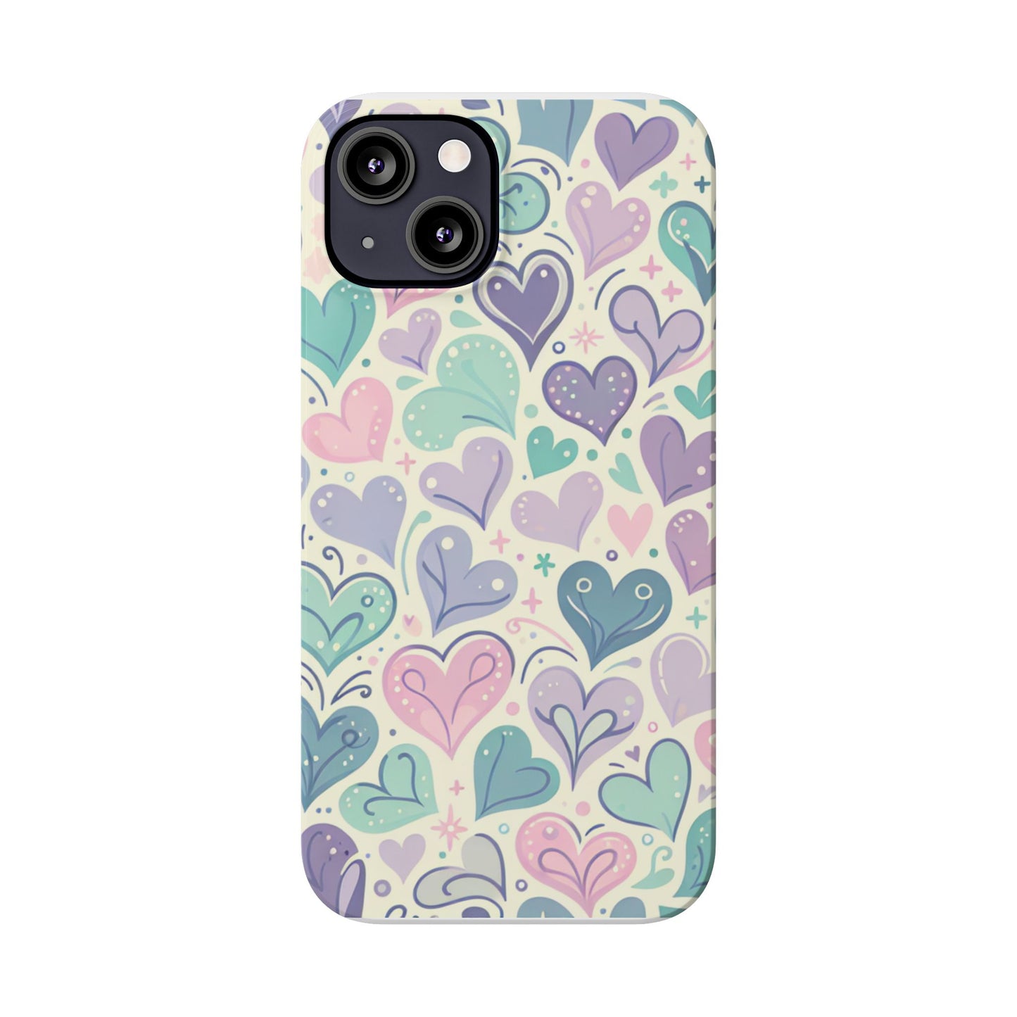 Whimsical Heart Slim Phone Case - Cute Coaster, Valentine's Gift, Gift for Her, Love-themed Case, Colorful Phone Accessory
