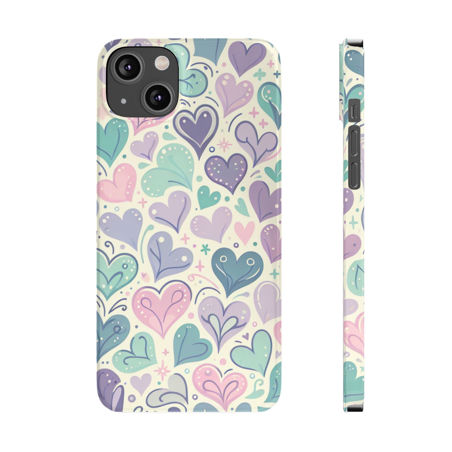 Whimsical Heart Slim Phone Case - Cute Coaster, Valentine's Gift, Gift for Her, Love-themed Case, Colorful Phone Accessory