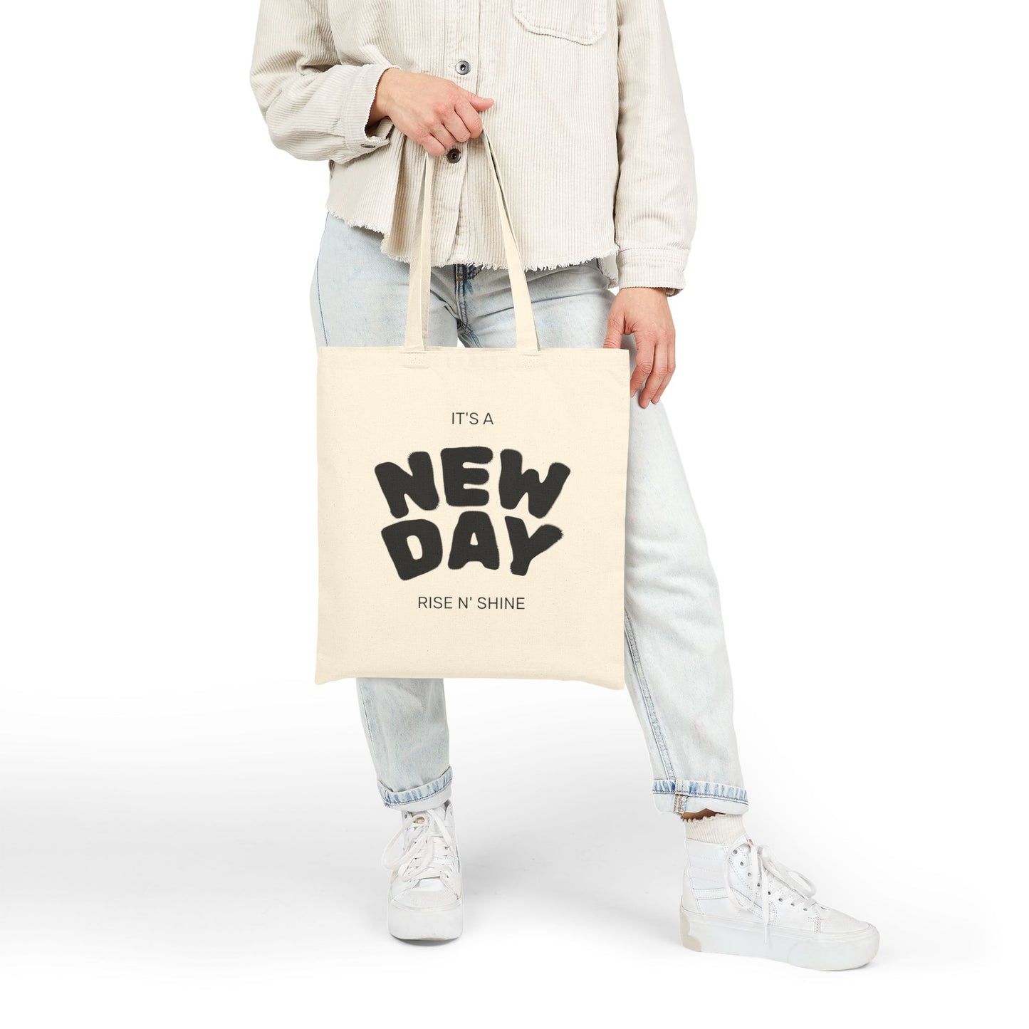 Inspirational Cotton Canvas Tote Bag - Eco-Friendly, Reusable Shopping Bag for Daily Use, Gift for Friends, New Beginnings