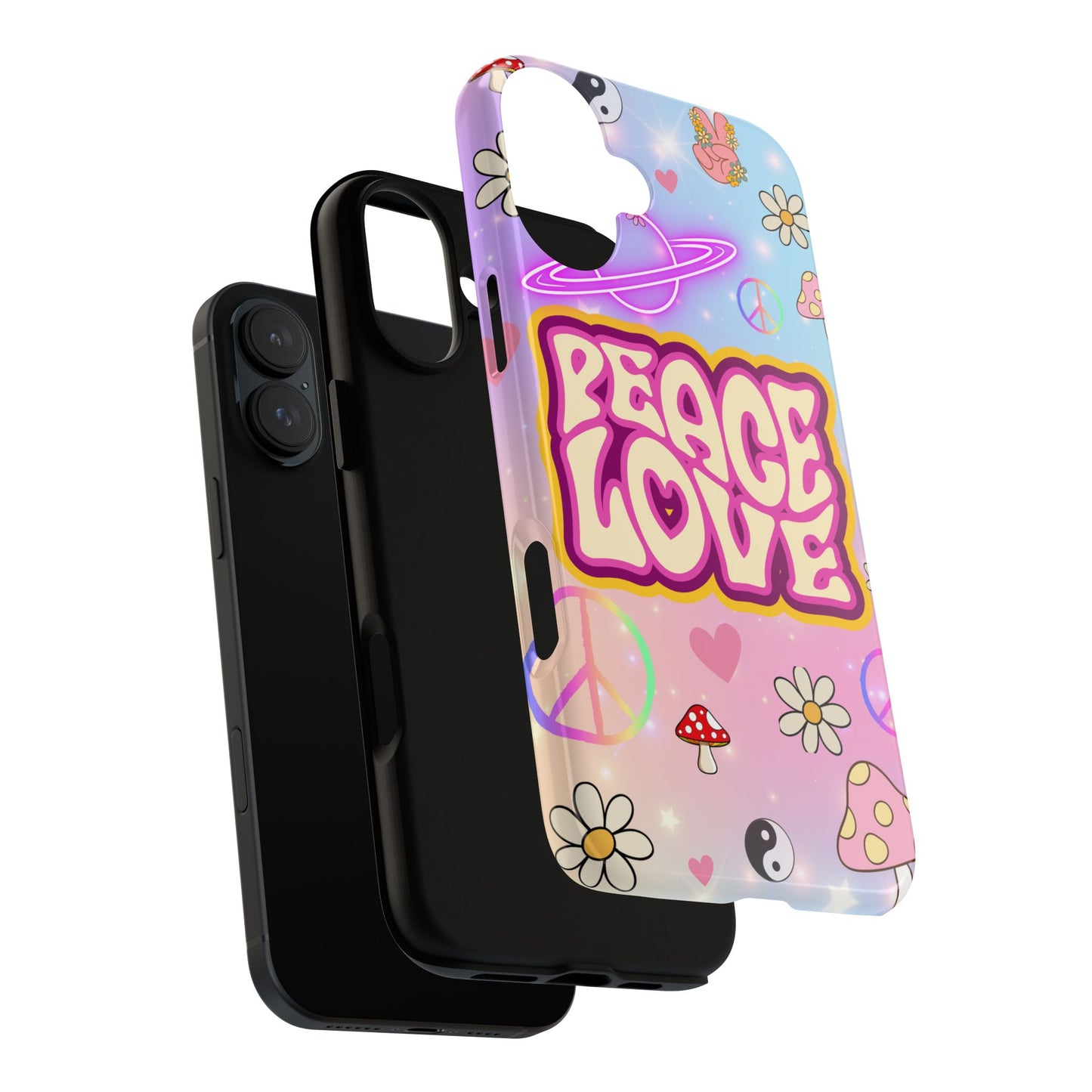 Peace and Love Phone Case, Retro Vibe Tough Case, Gift for Friends, Boho Aesthetic, Spring Celebration, Trendy Accessory