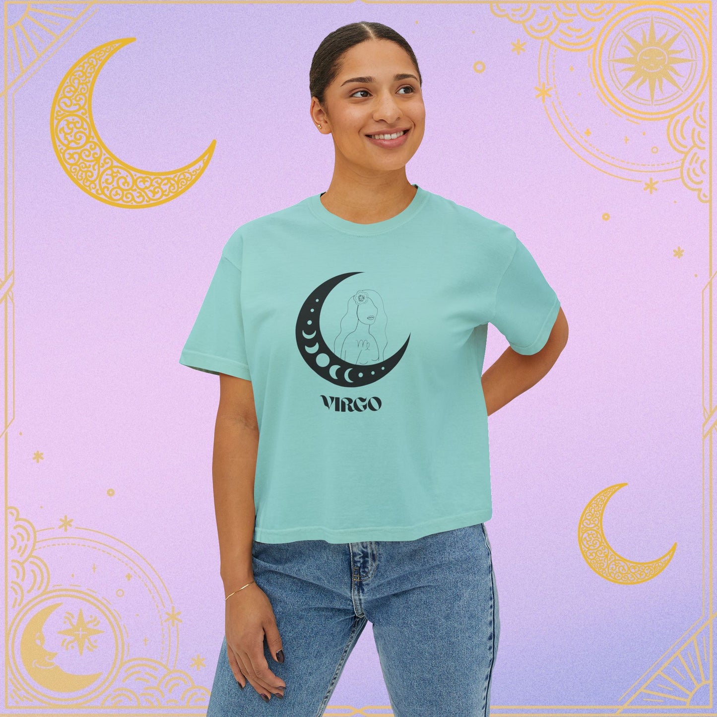 Virgo Astrology Women's Boxy Tee, Celestial Graphic Tee, Horoscope T-Shirt, Astrology Clothing, Gift for Virgo