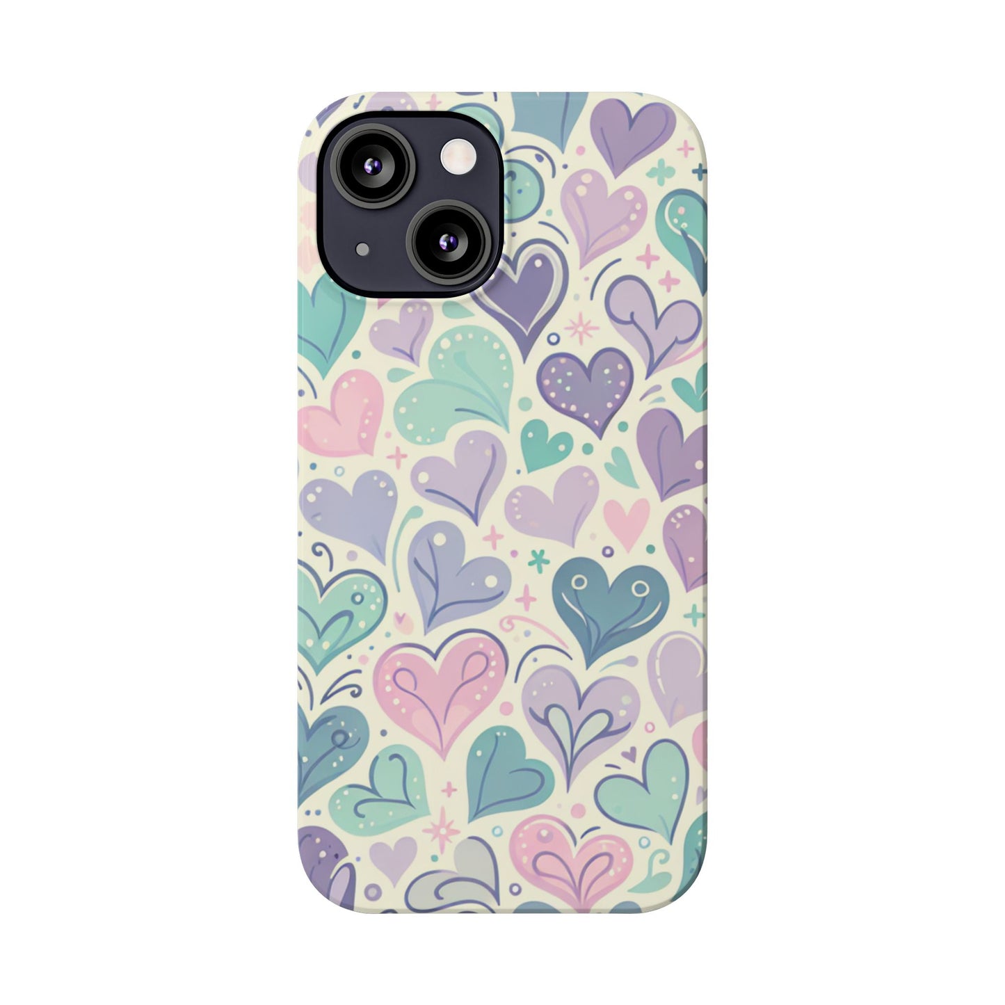 Whimsical Heart Slim Phone Case - Cute Coaster, Valentine's Gift, Gift for Her, Love-themed Case, Colorful Phone Accessory