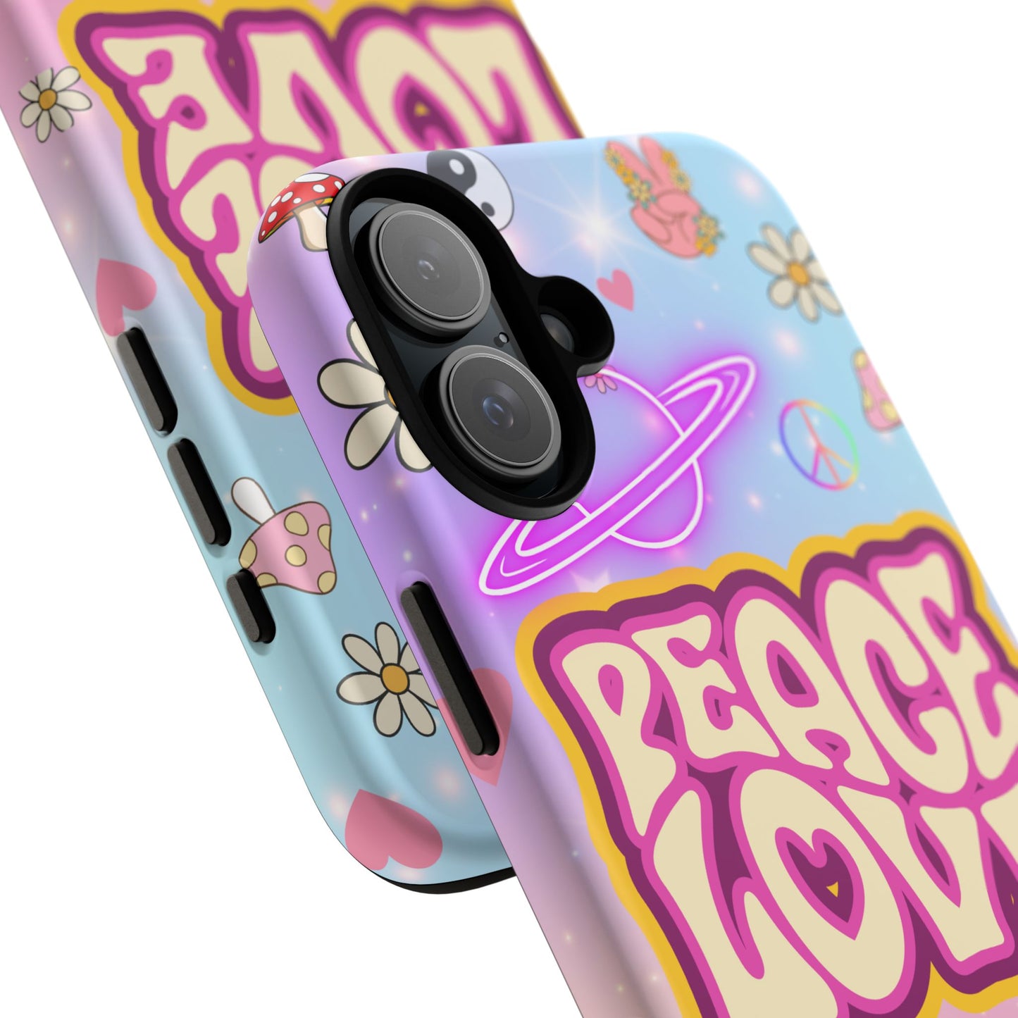 Peace and Love Phone Case, Retro Vibe Tough Case, Gift for Friends, Boho Aesthetic, Spring Celebration, Trendy Accessory