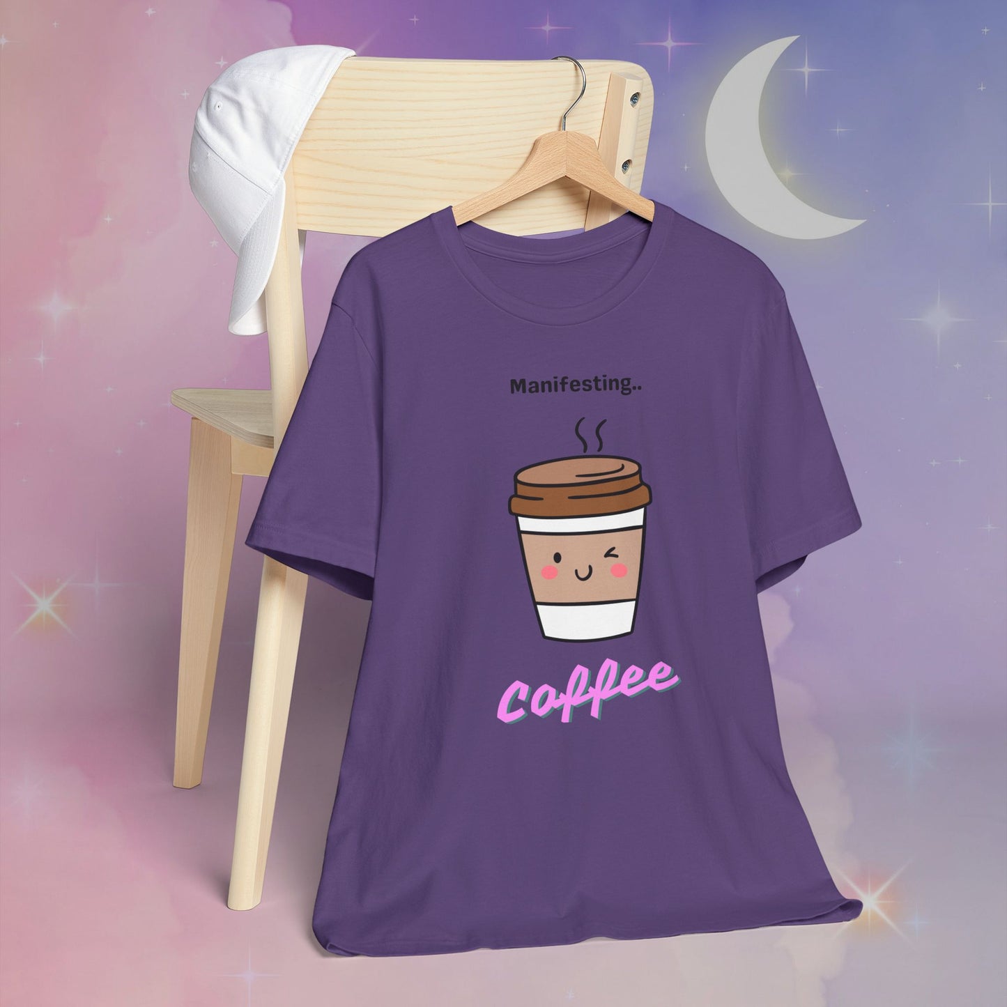 Manifesting Coffee   T-Shirt, Cute Coffee Tee, Gift for Coffee Lovers, Funny Coffee Shirt, Unisex Jersey T-Shirt for Casual Wear