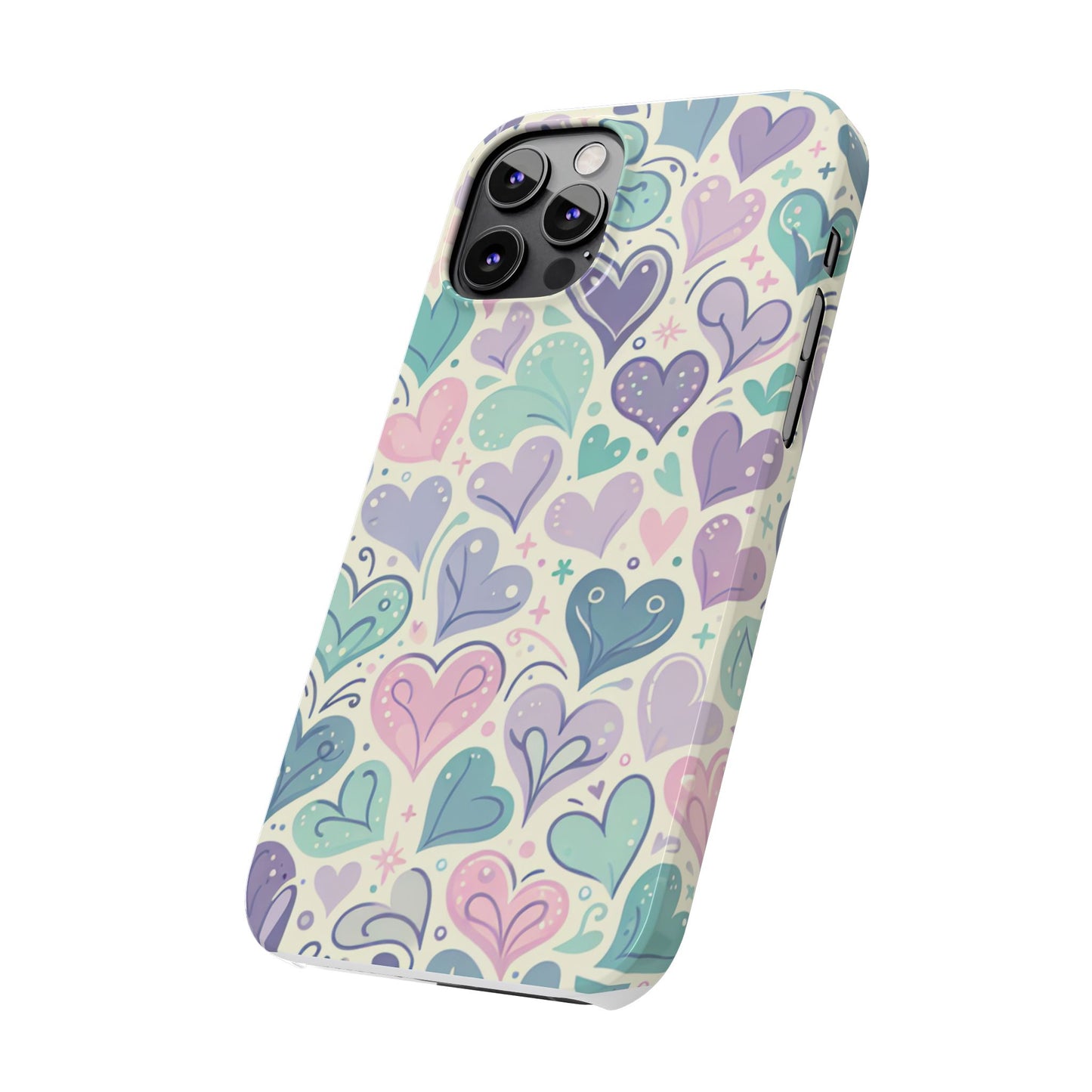 Whimsical Heart Slim Phone Case - Cute Coaster, Valentine's Gift, Gift for Her, Love-themed Case, Colorful Phone Accessory