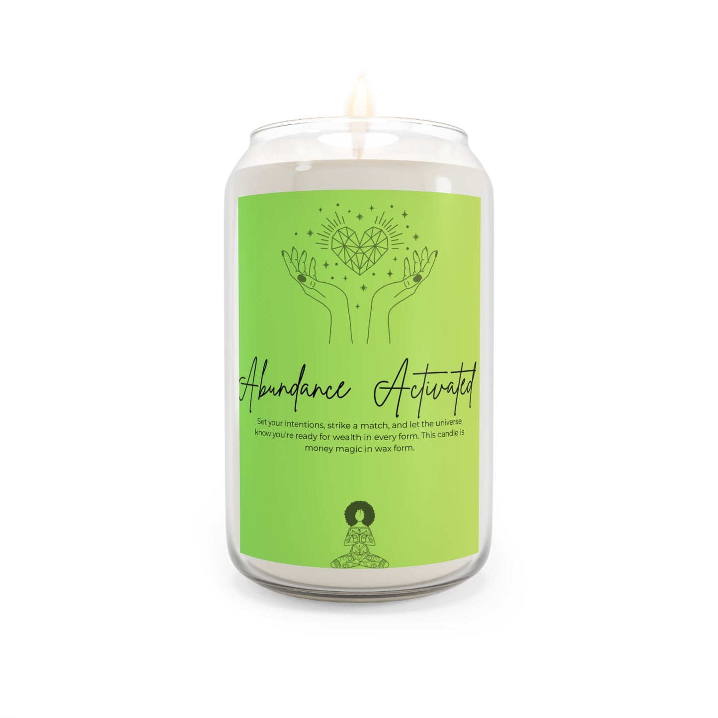 Abundance Activated Scented Soy Candle | 13.75oz | Wellness Gift, Meditation, Home Decor, Aromatherapy, Self-Care