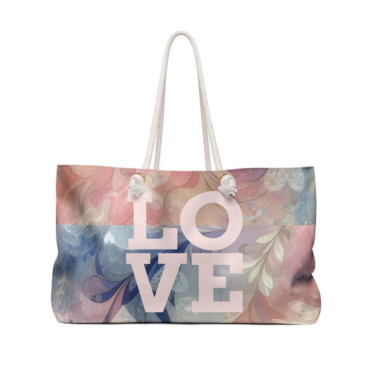 Romantic Heart-Patterned Weekender Bag, Stylish Travel Tote for Weekend Getaways, Beach, Gym, or Everyday Use