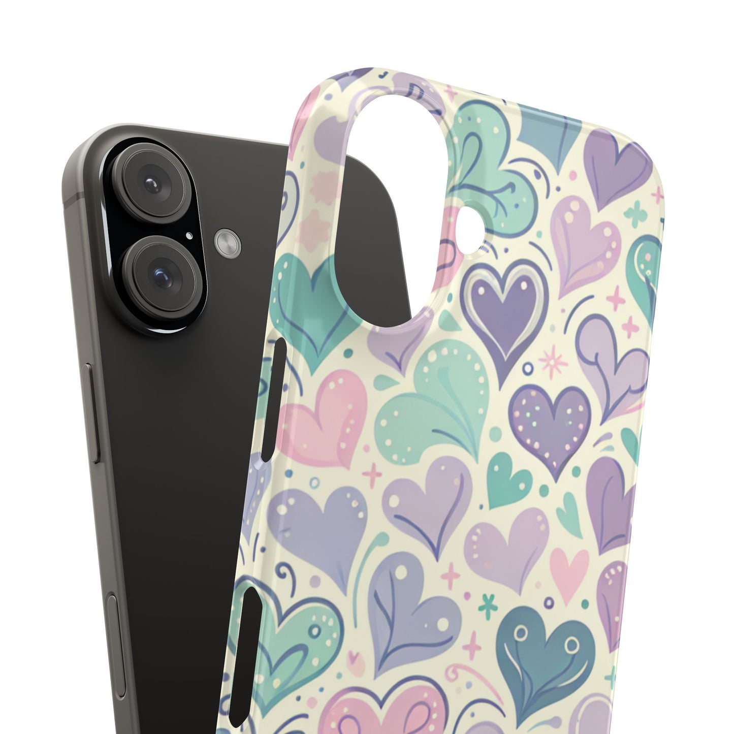 Whimsical Heart Slim Phone Case - Cute Coaster, Valentine's Gift, Gift for Her, Love-themed Case, Colorful Phone Accessory