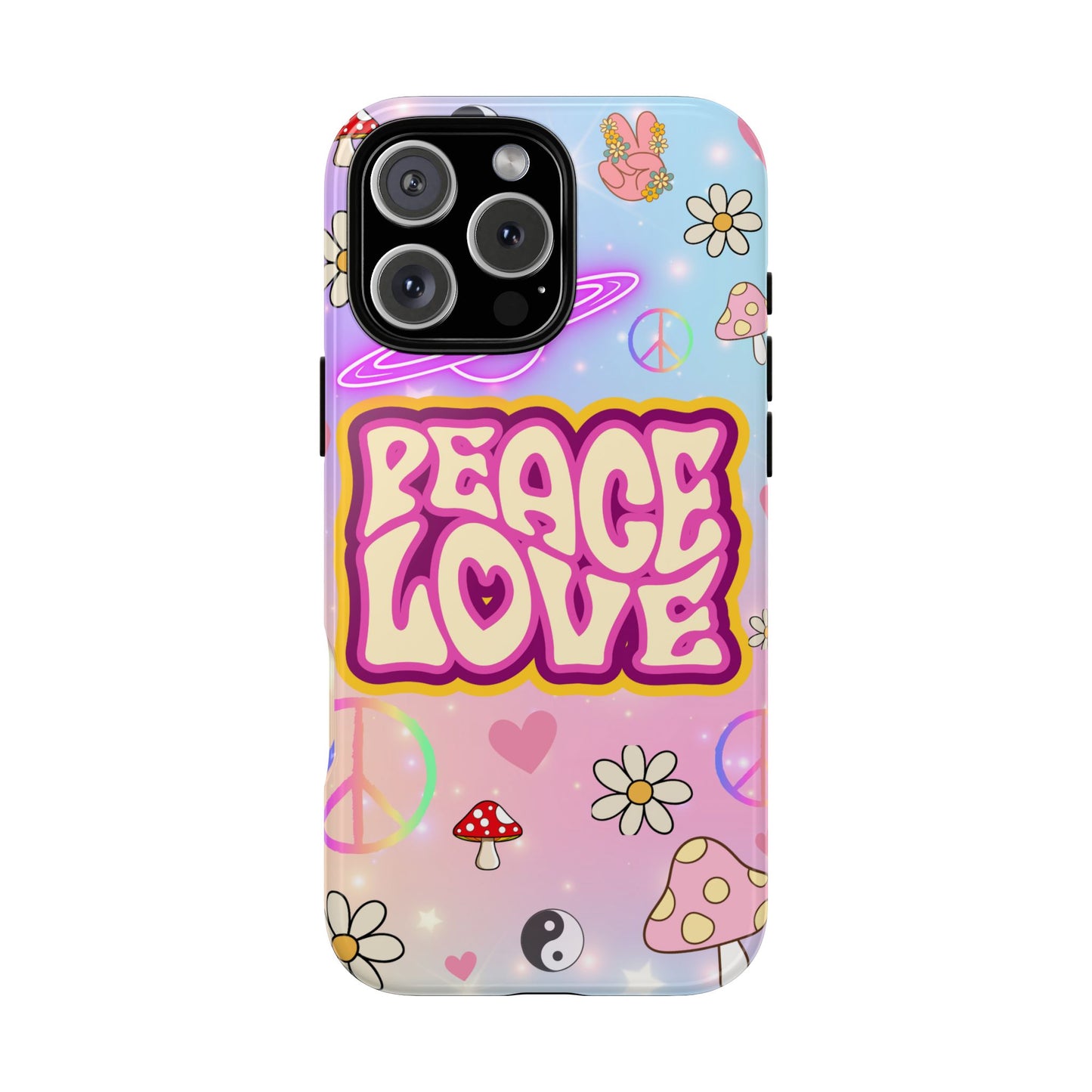 Peace and Love Phone Case, Retro Vibe Tough Case, Gift for Friends, Boho Aesthetic, Spring Celebration, Trendy Accessory