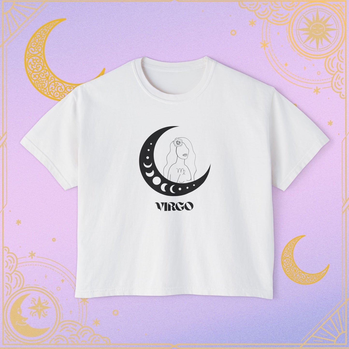 Virgo Astrology Women's Boxy Tee, Celestial Graphic Tee, Horoscope T-Shirt, Astrology Clothing, Gift for Virgo