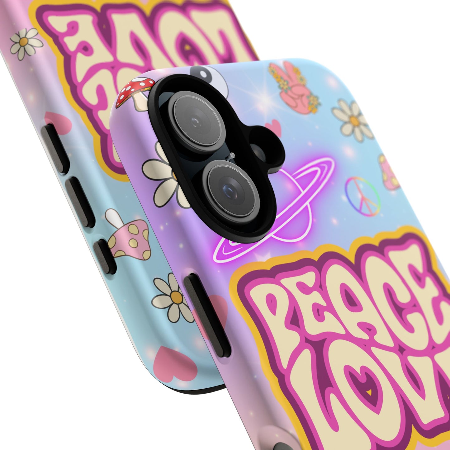 Peace and Love Phone Case, Retro Vibe Tough Case, Gift for Friends, Boho Aesthetic, Spring Celebration, Trendy Accessory
