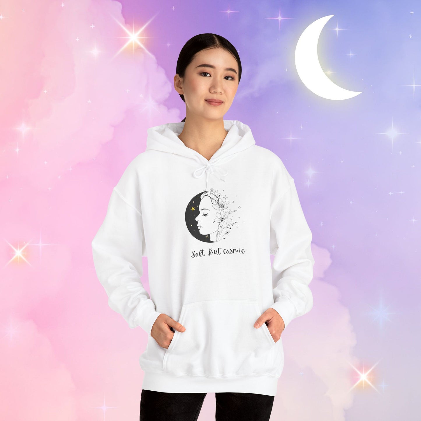 Moonlit Inspiration Unisex Heavy Blend Hoodie, Cozy Sweatshirt for Self-Care, Gift for Her, Custom Quote Apparel, Winter Fashion