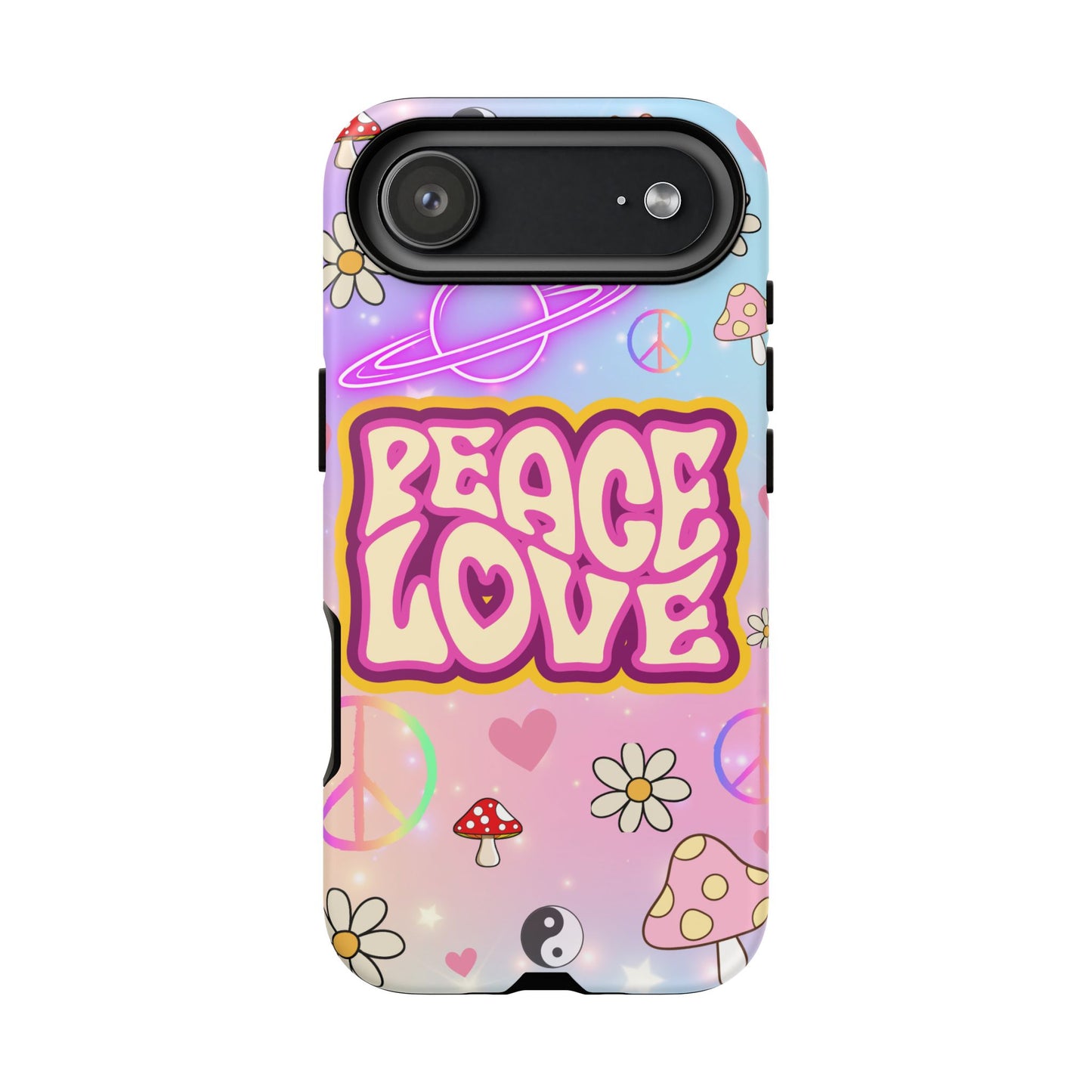 Peace and Love Phone Case, Retro Vibe Tough Case, Gift for Friends, Boho Aesthetic, Spring Celebration, Trendy Accessory