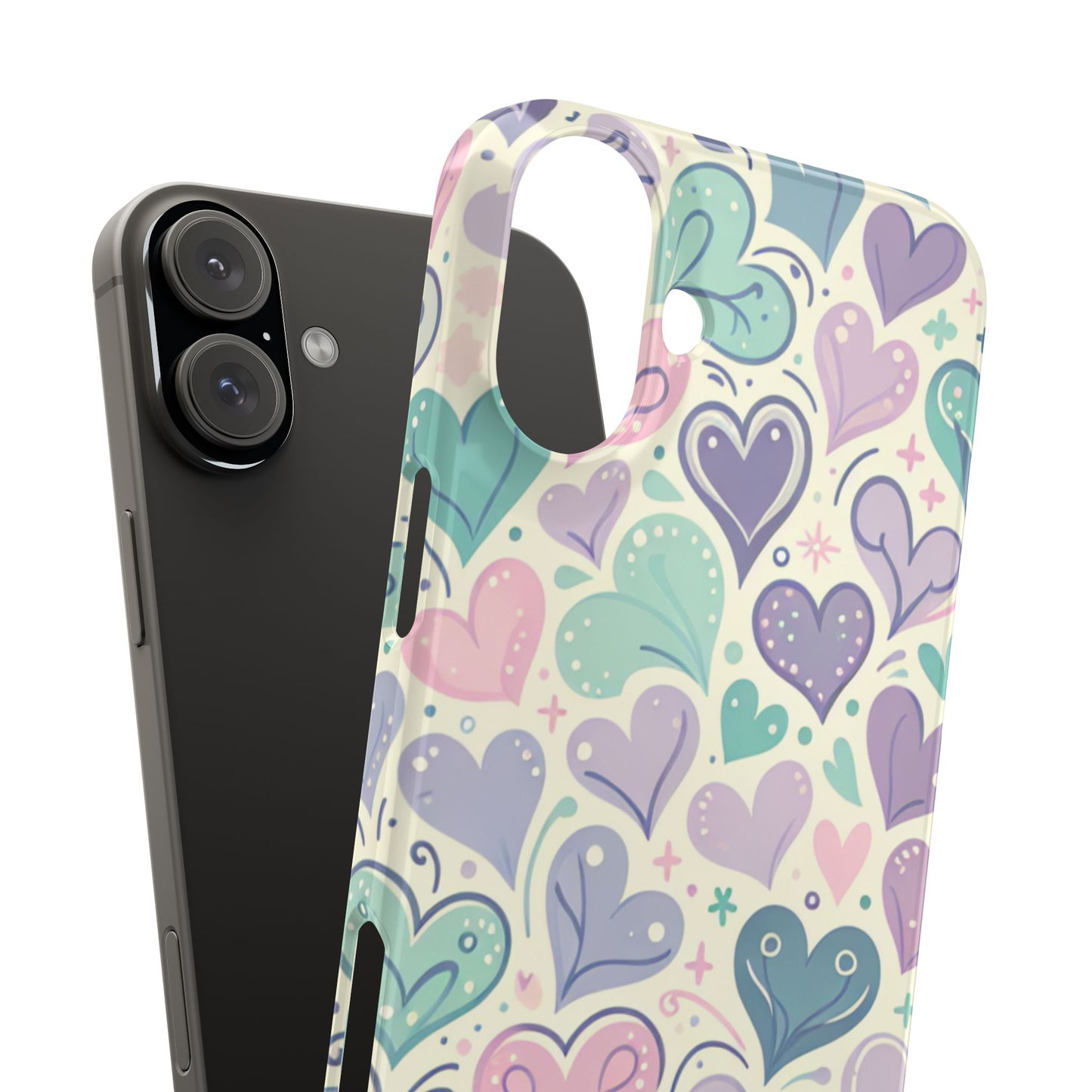 Whimsical Heart Slim Phone Case - Cute Coaster, Valentine's Gift, Gift for Her, Love-themed Case, Colorful Phone Accessory