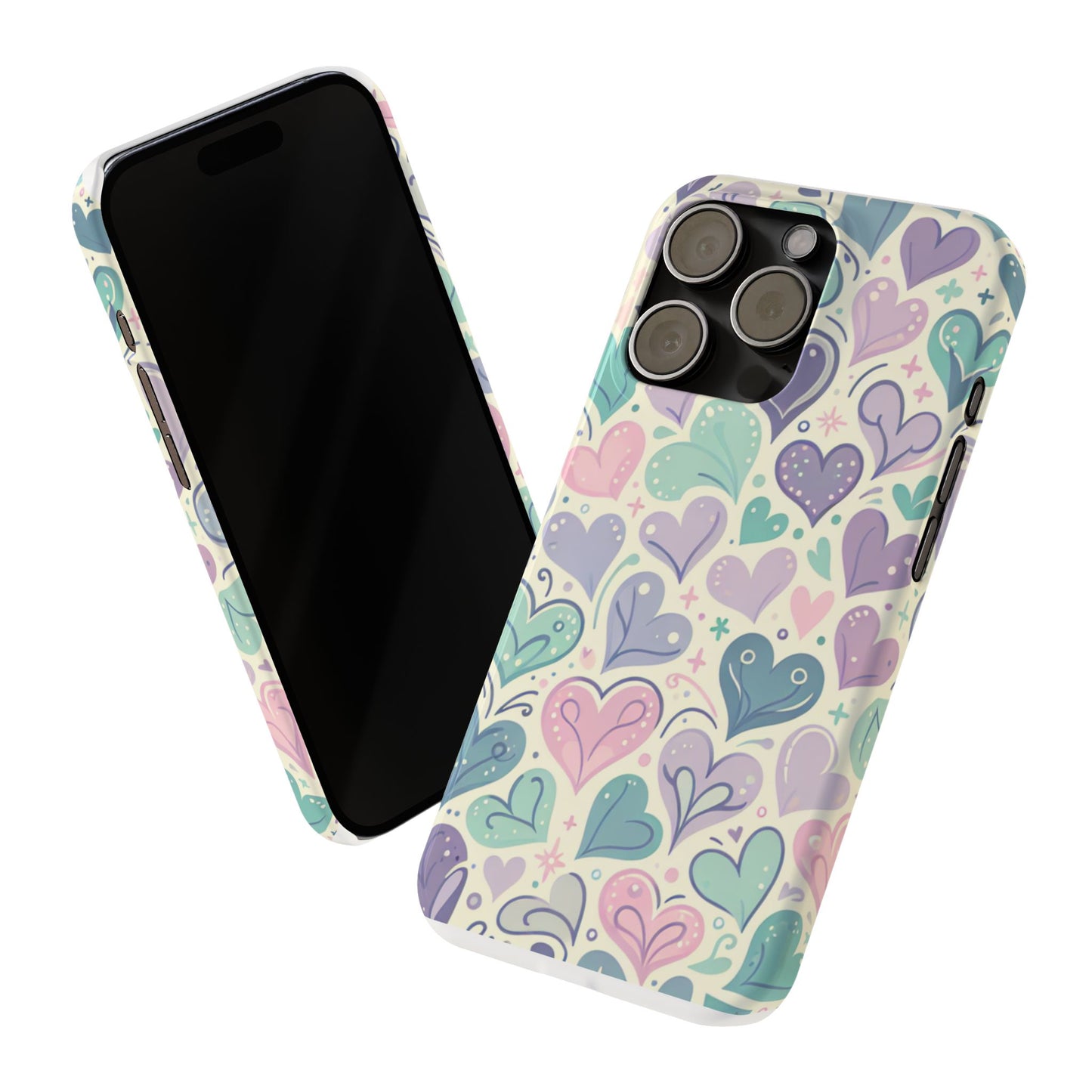 Whimsical Heart Slim Phone Case - Cute Coaster, Valentine's Gift, Gift for Her, Love-themed Case, Colorful Phone Accessory