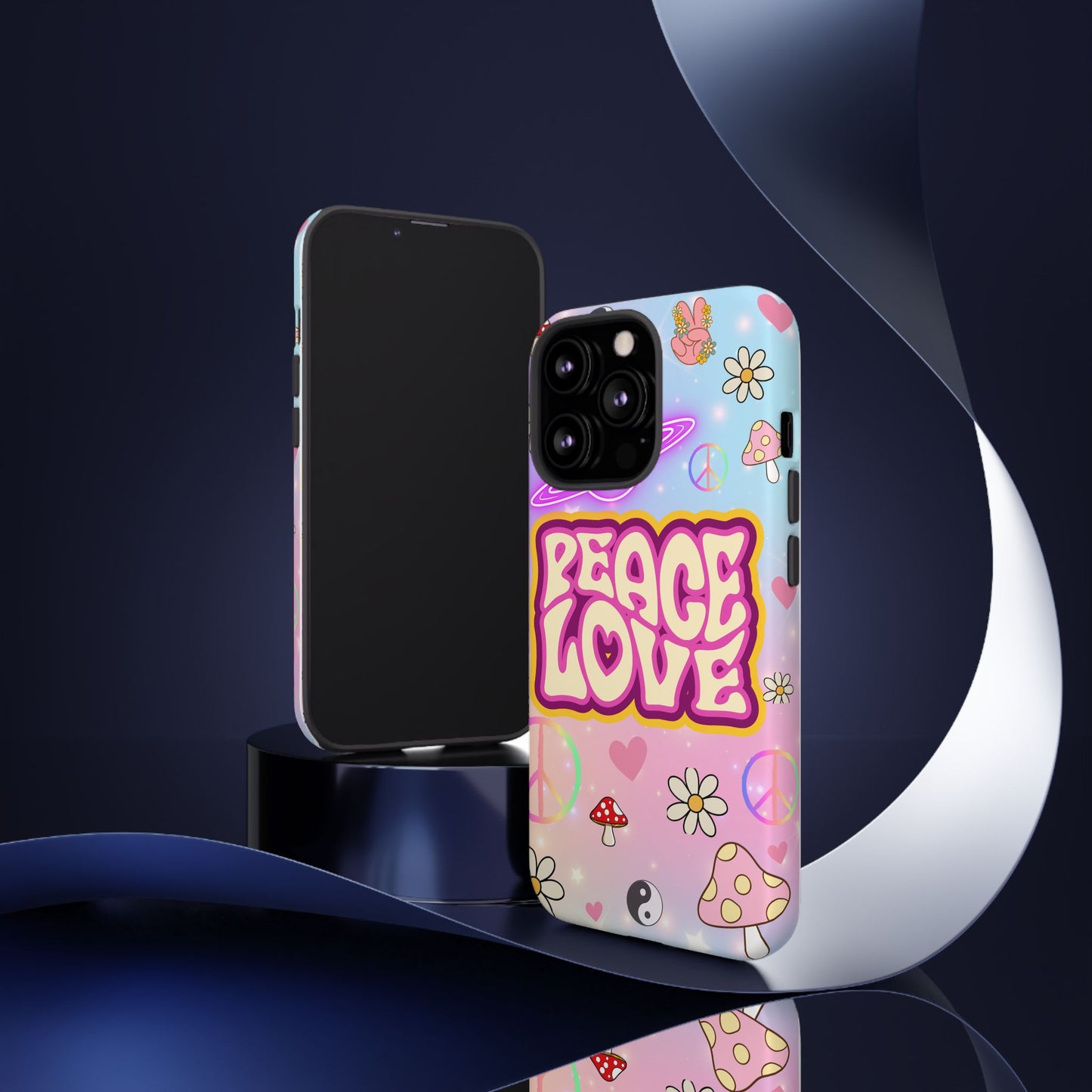 Peace and Love Phone Case, Retro Vibe Tough Case, Gift for Friends, Boho Aesthetic, Spring Celebration, Trendy Accessory
