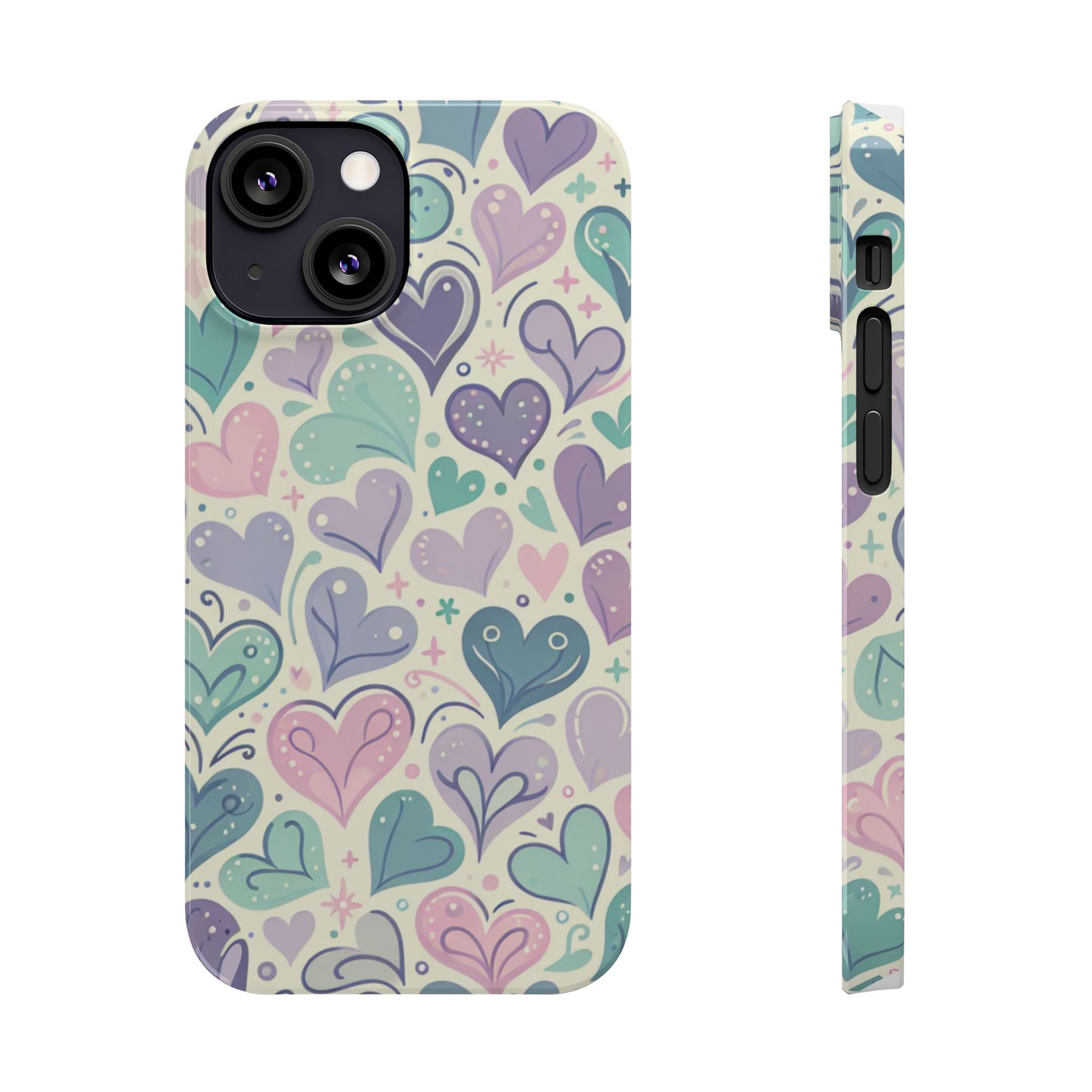 Whimsical Heart Slim Phone Case - Cute Coaster, Valentine's Gift, Gift for Her, Love-themed Case, Colorful Phone Accessory