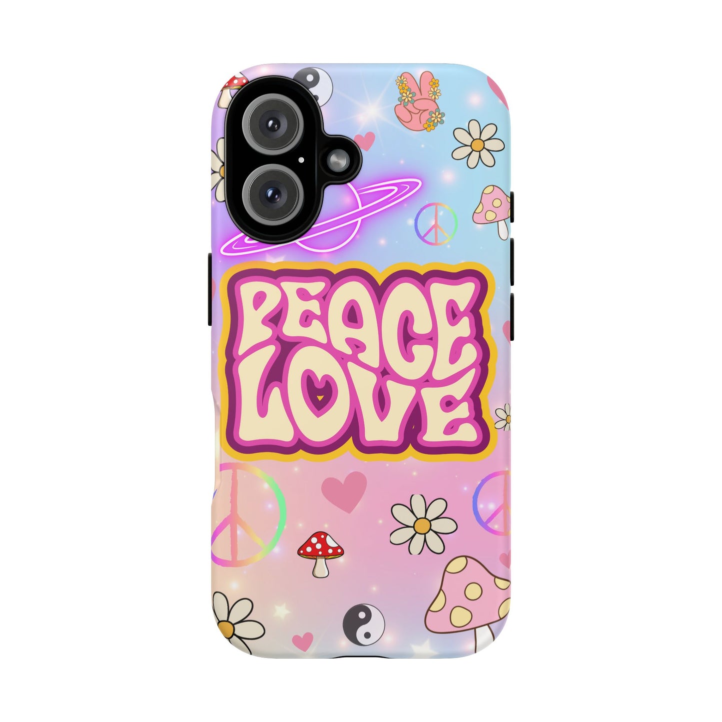 Peace and Love Phone Case, Retro Vibe Tough Case, Gift for Friends, Boho Aesthetic, Spring Celebration, Trendy Accessory