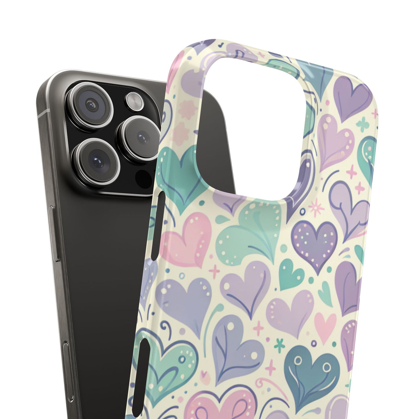 Whimsical Heart Slim Phone Case - Cute Coaster, Valentine's Gift, Gift for Her, Love-themed Case, Colorful Phone Accessory