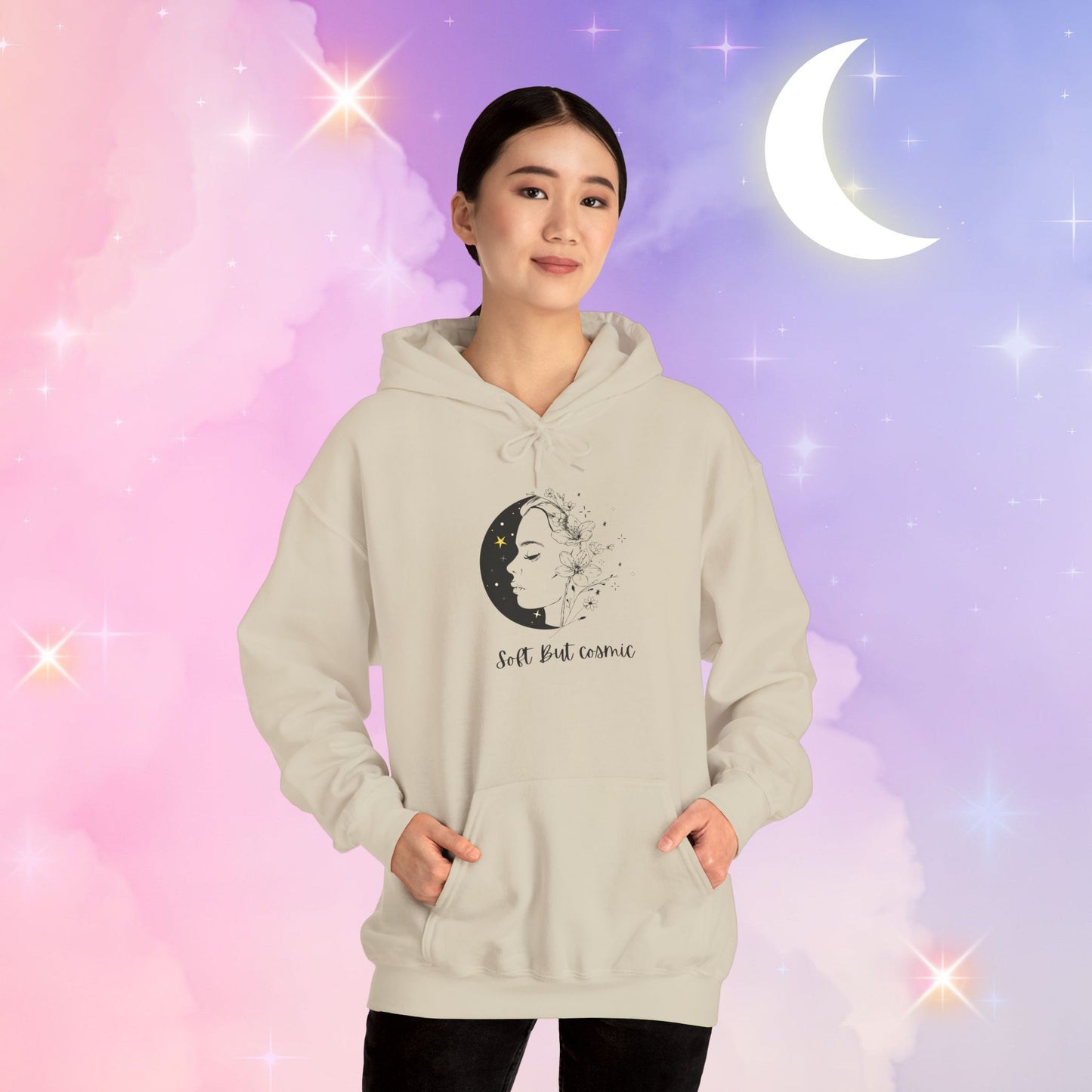 Moonlit Inspiration Unisex Heavy Blend Hoodie, Cozy Sweatshirt for Self-Care, Gift for Her, Custom Quote Apparel, Winter Fashion