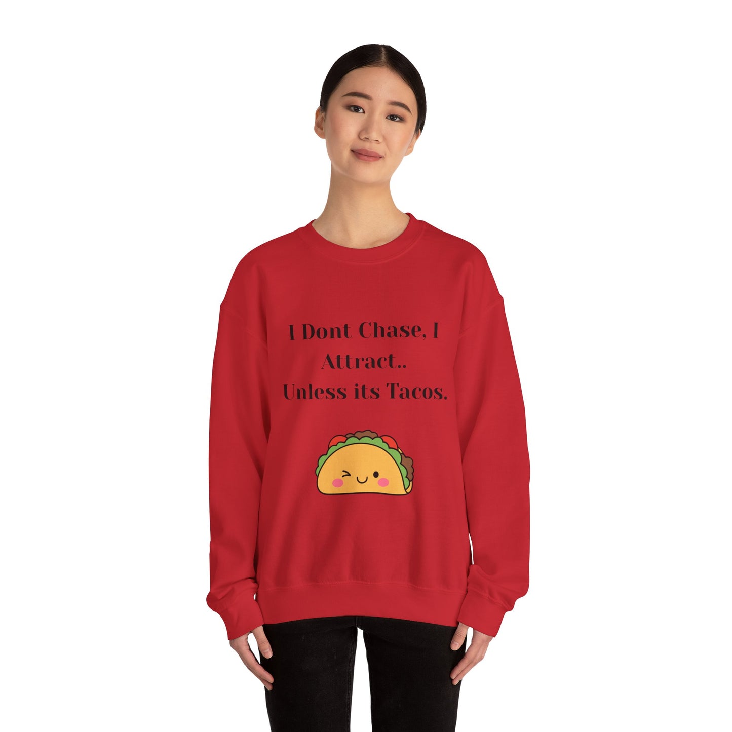 Taco-Themed Funny Crewneck Sweatshirt, Comfy Sweatshirt for Taco Lovers, Unisex Gift for Foodies, Casual Wear, Taco Gift
