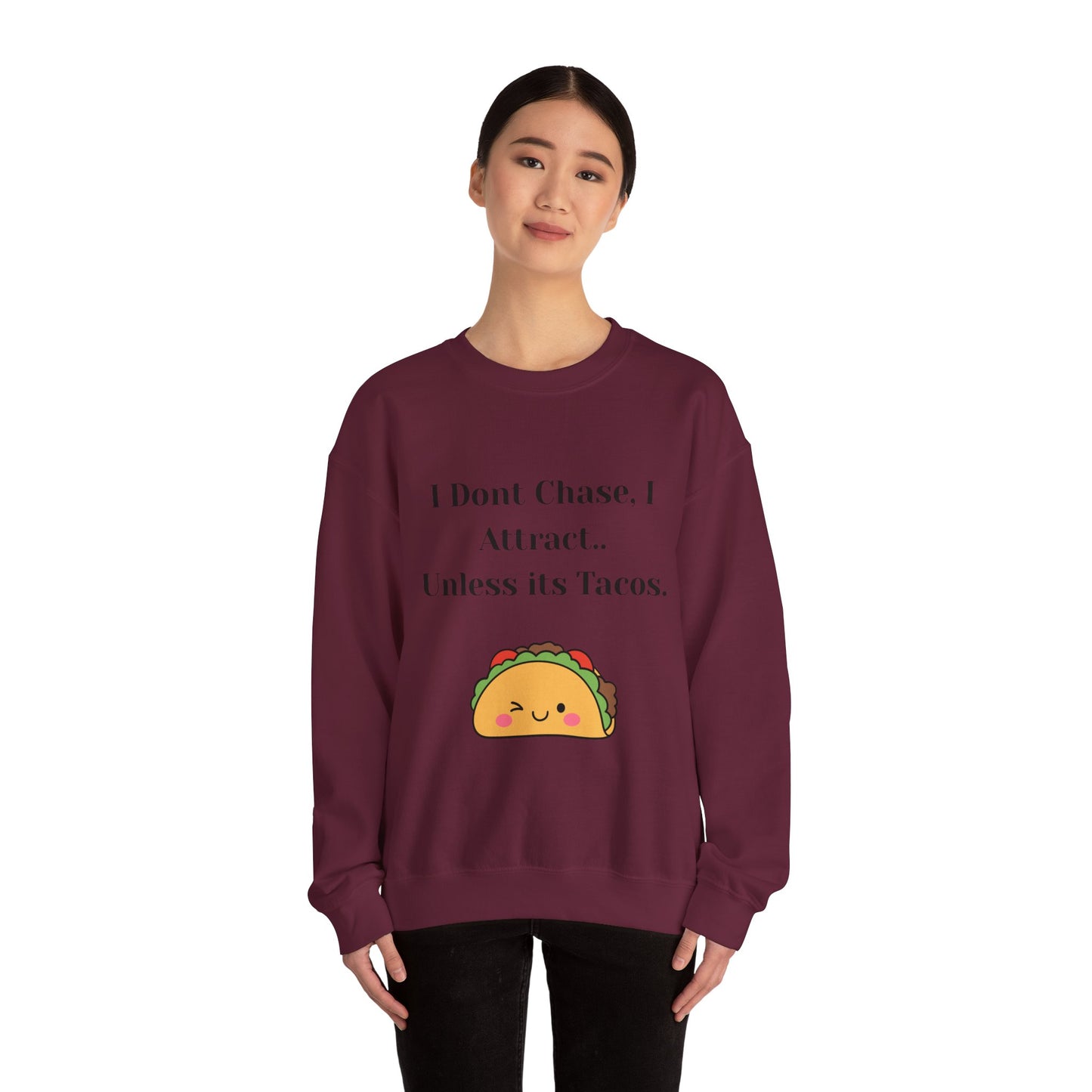 Taco-Themed Funny Crewneck Sweatshirt, Comfy Sweatshirt for Taco Lovers, Unisex Gift for Foodies, Casual Wear, Taco Gift